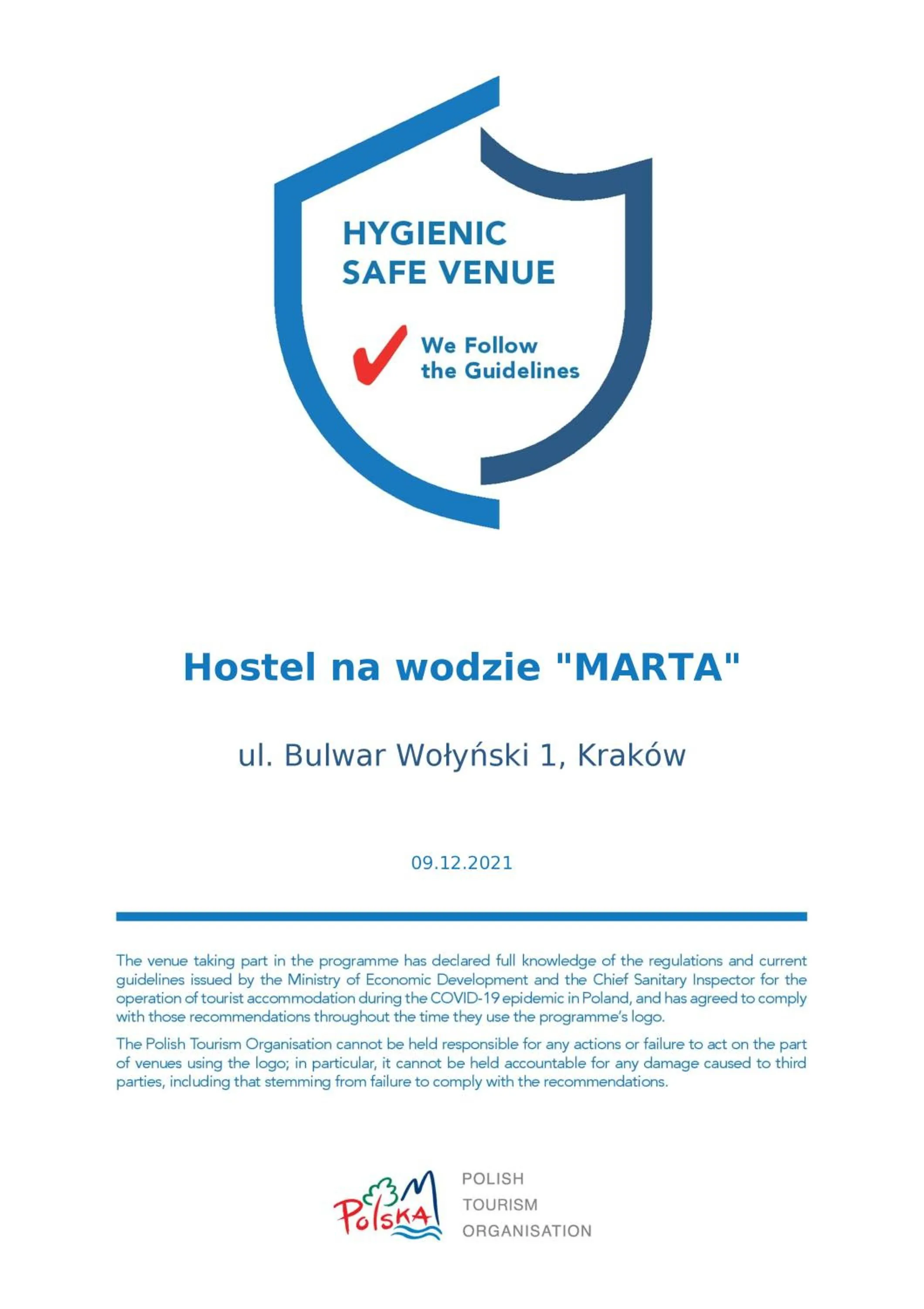 Certificate/Award in The Boat - Hostel&Chill