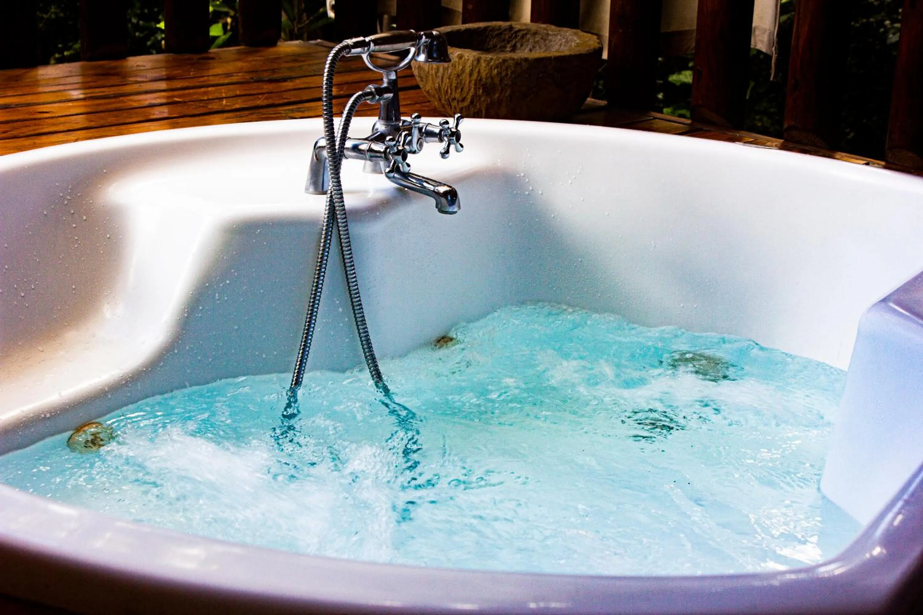 Open Air Bath in Lodge Roche Tamarin