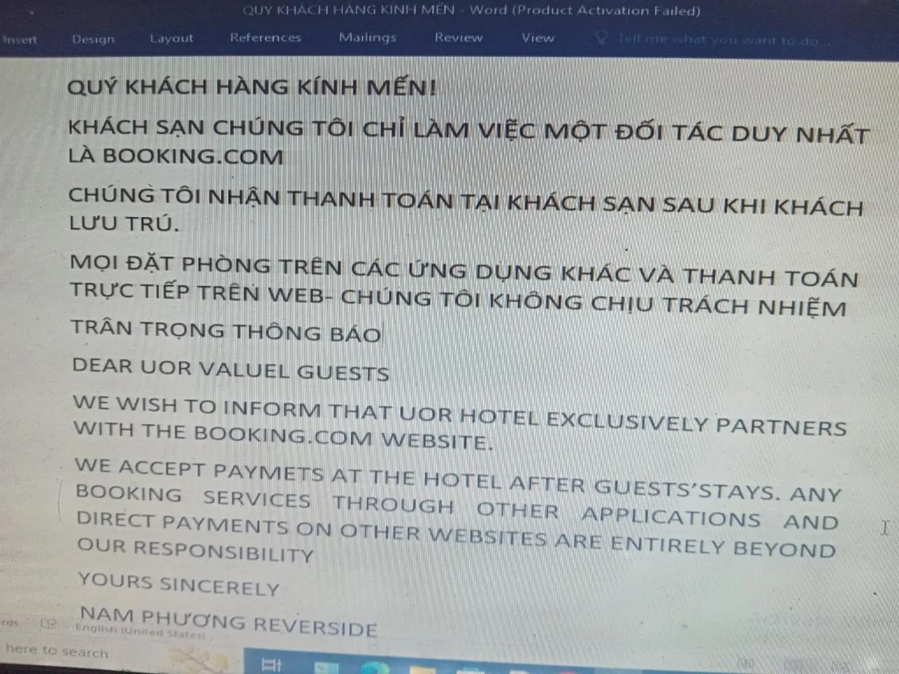 Text overlay in Nam Phương Riverside Villa