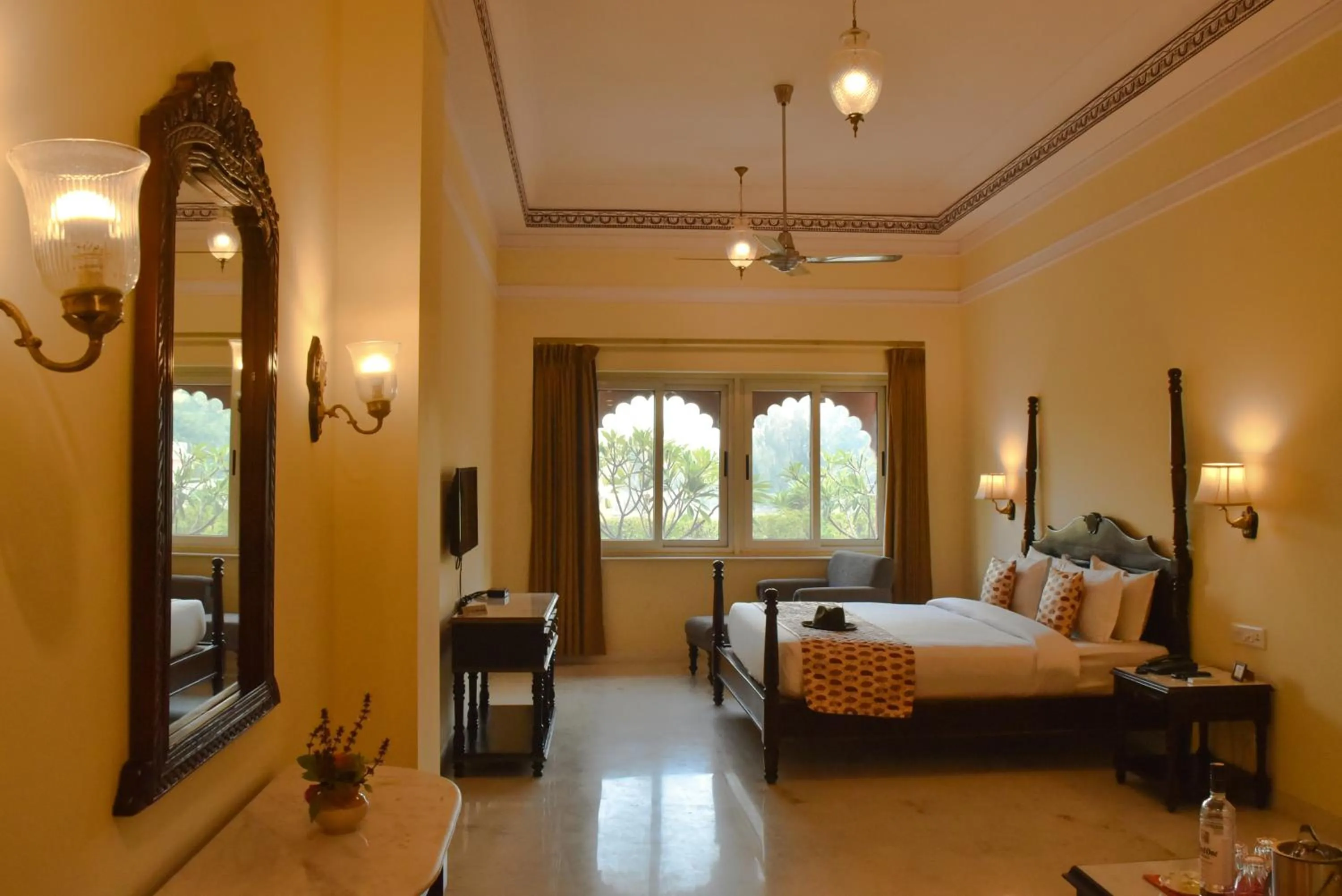 Bed in Umaid Palace - A Lakeside Resort - 25 minutes from Mehandipur Balaji - 20 minutes from Chand Baori Stepwell Abhaneri & 40 minutes from Bhangarh Fort