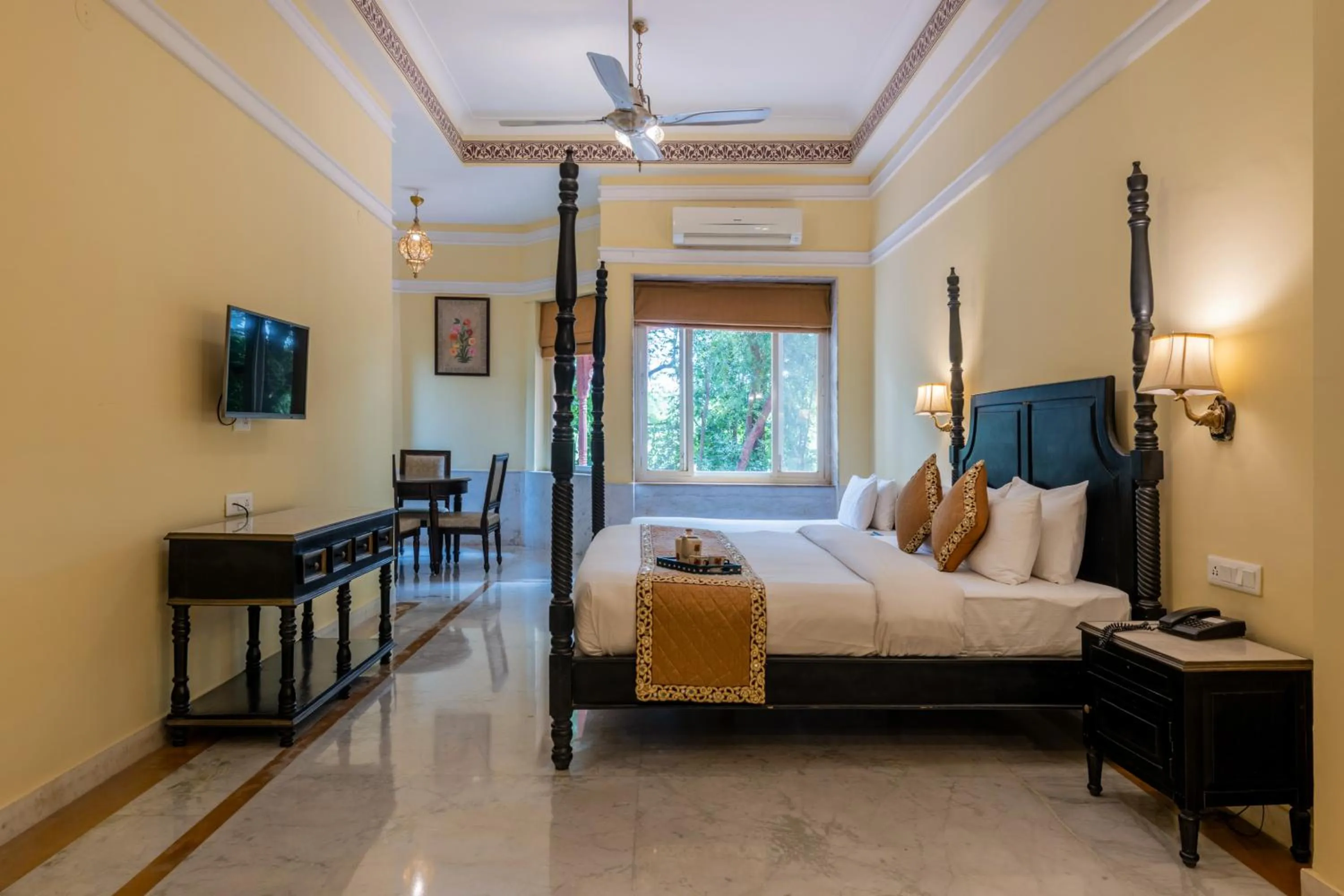Bed in Umaid Palace - A Lakeside Resort - 25 minutes from Mehandipur Balaji - 20 minutes from Chand Baori Stepwell Abhaneri & 40 minutes from Bhangarh Fort