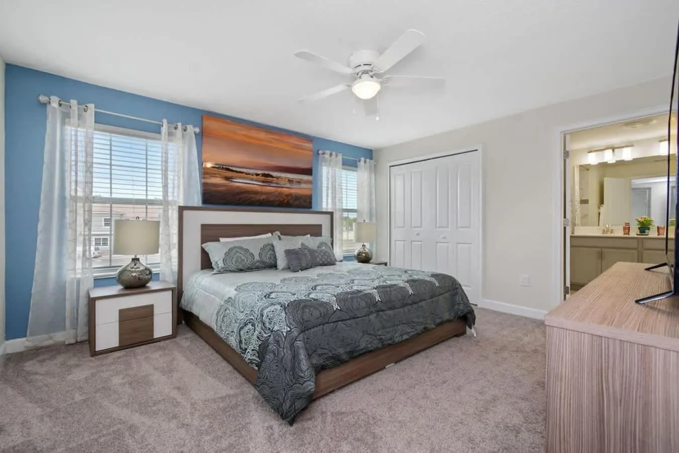 Bed in Four Bedrooms close to Disney w Pool 4898