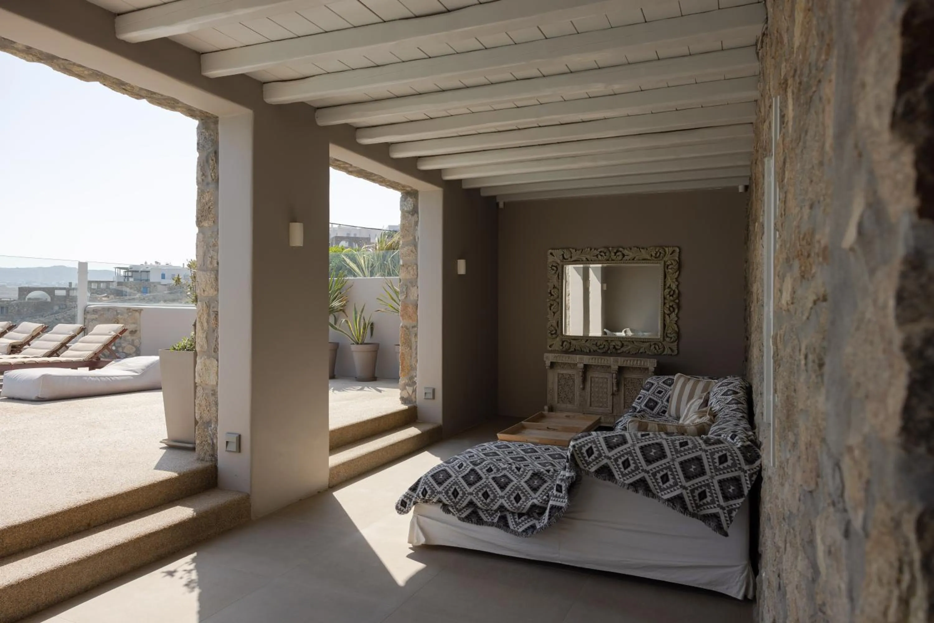 Seating area, Bed in Amaris Mykonian Residence