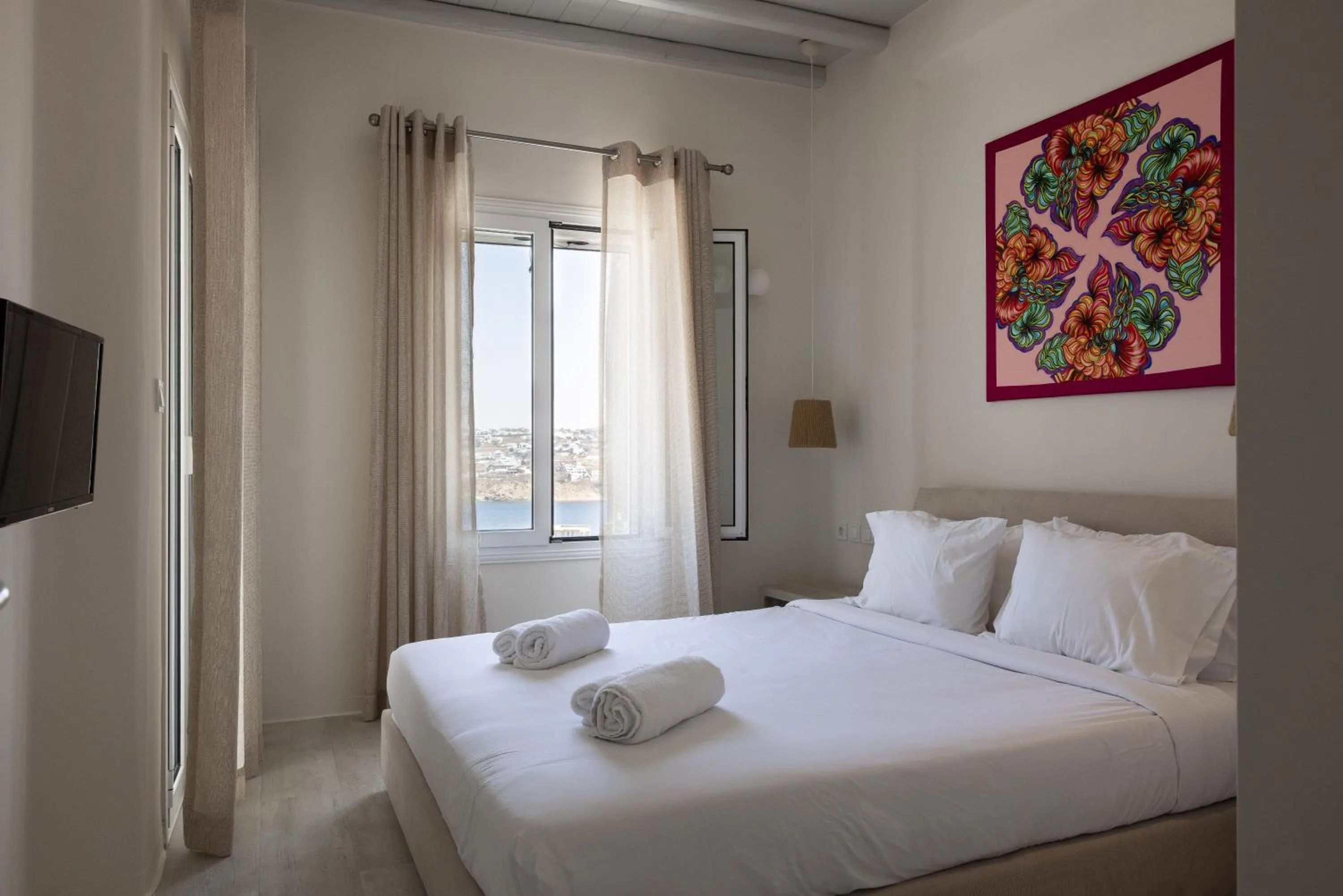 Balcony/Terrace, Bed in Amaris Mykonian Residence