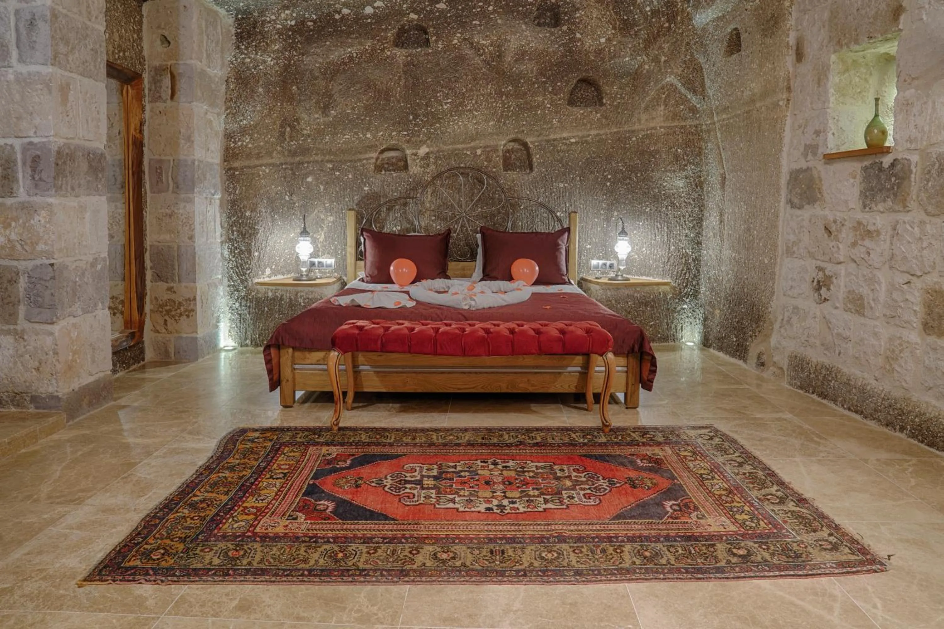 Bed in Hera Cave Suites