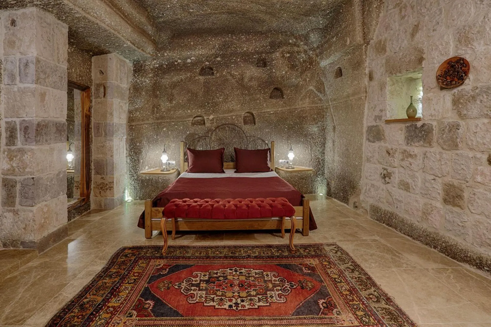 Bed in Hera Cave Suites