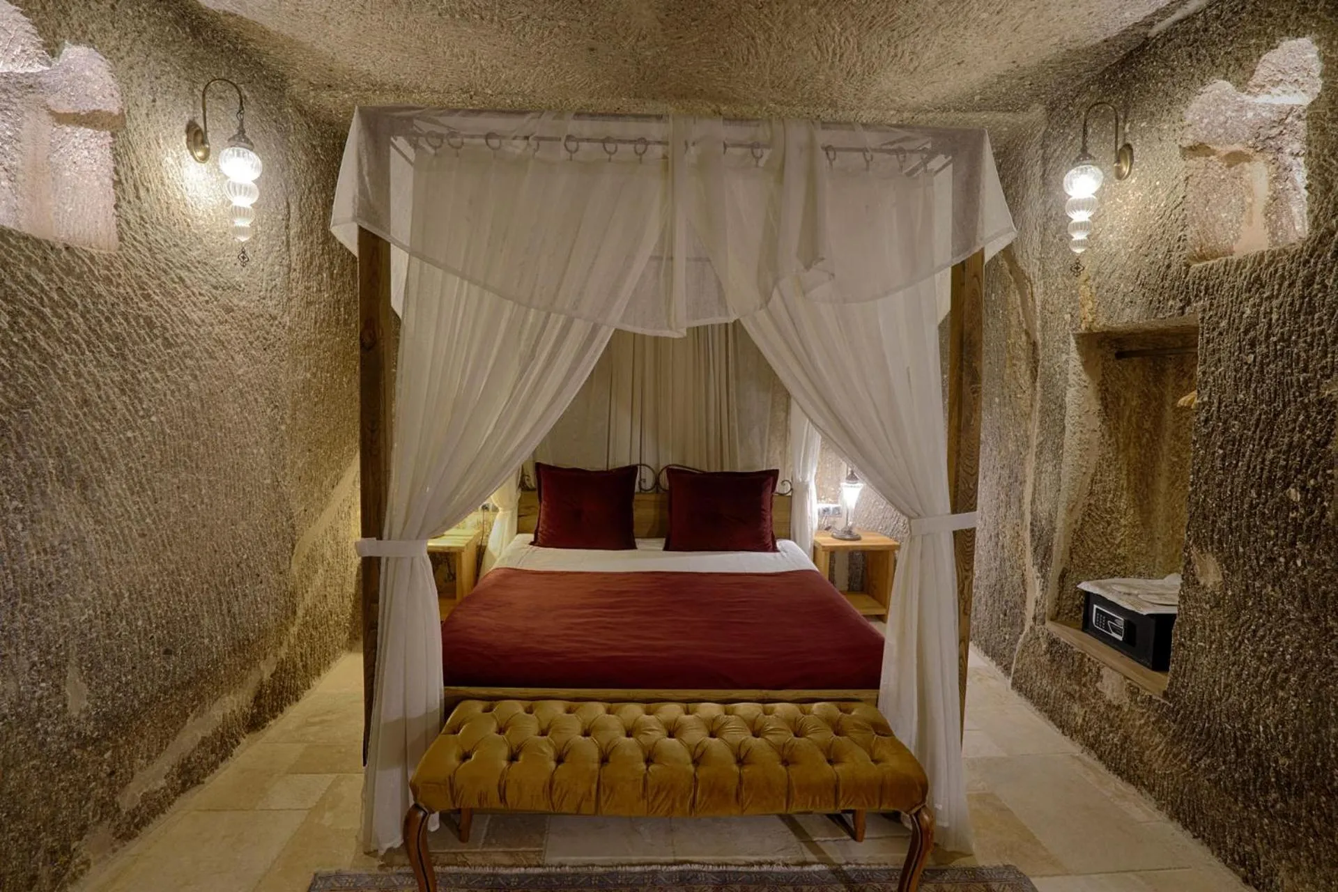 Bed in Hera Cave Suites
