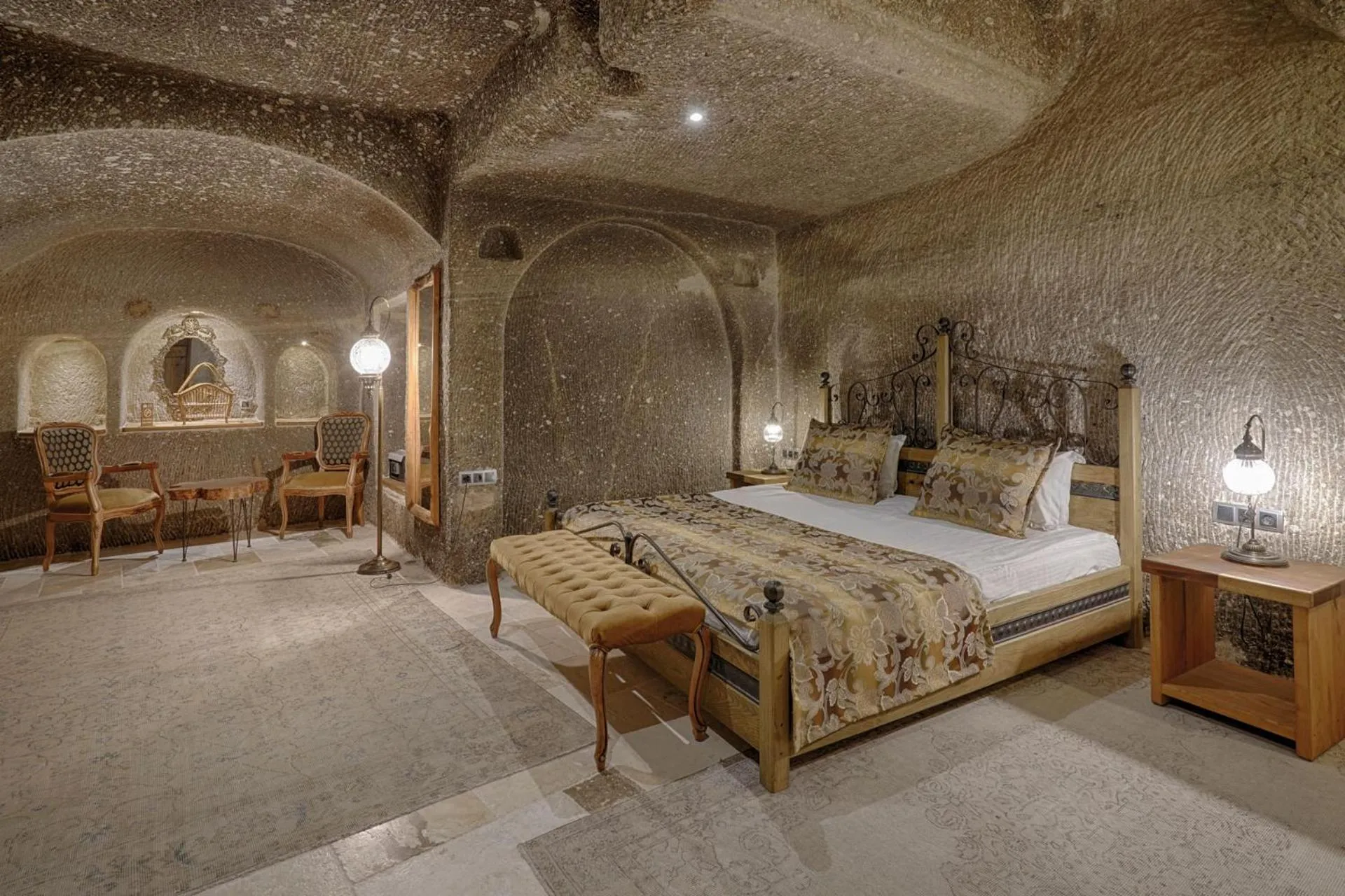 Bed in Hera Cave Suites