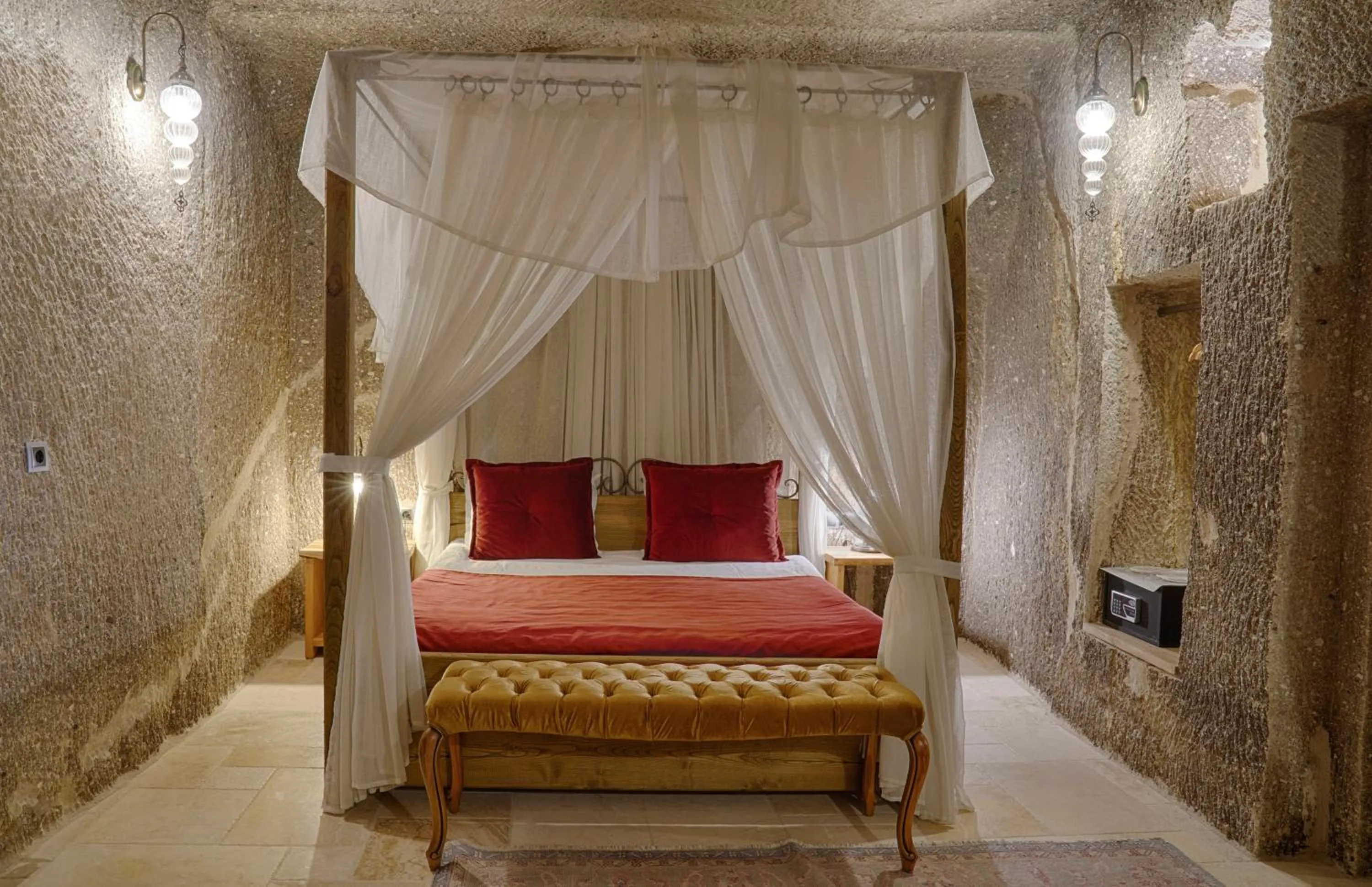 Bed in Hera Cave Suites