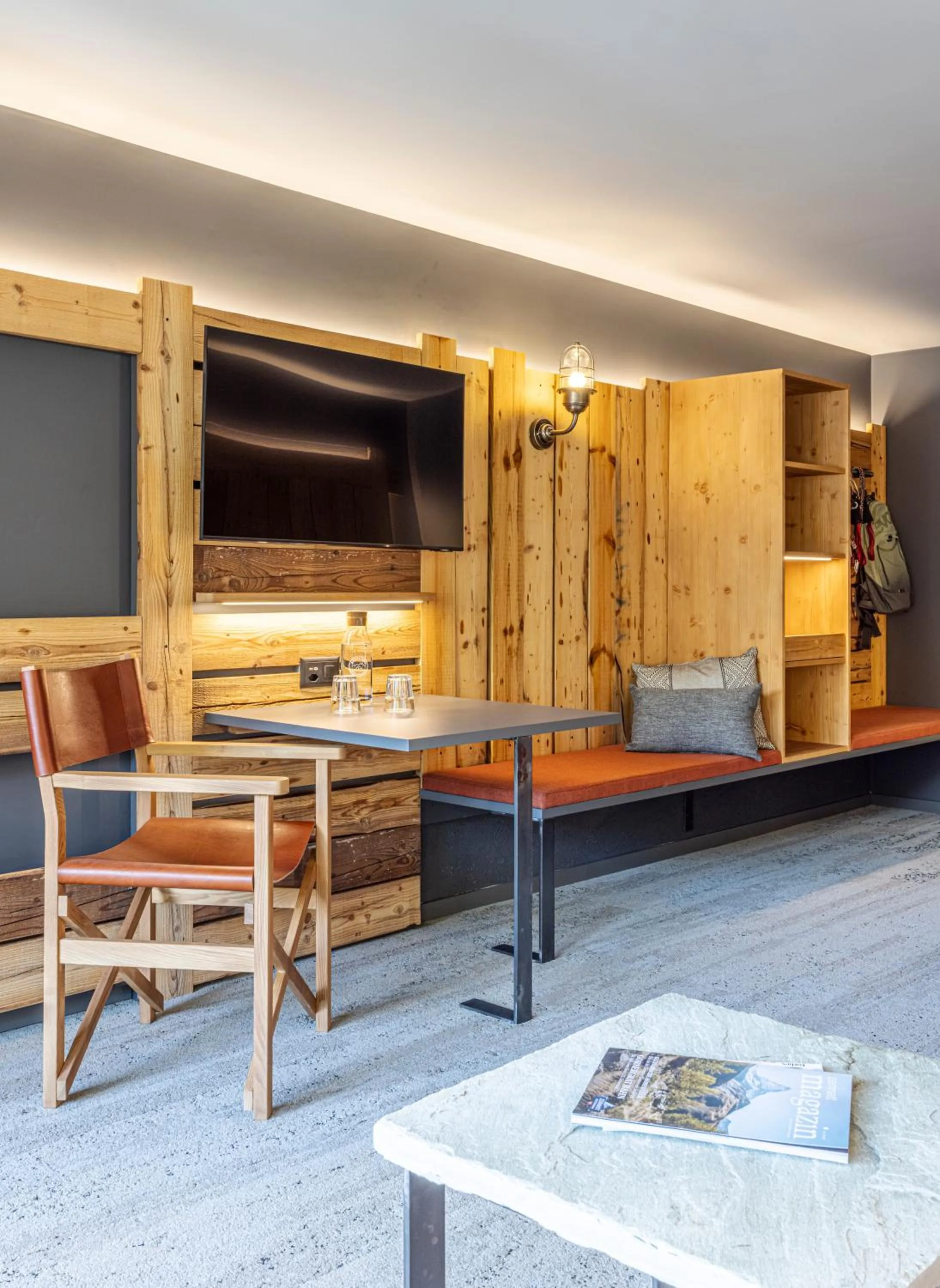 Seating area in BaseCamp Hotel