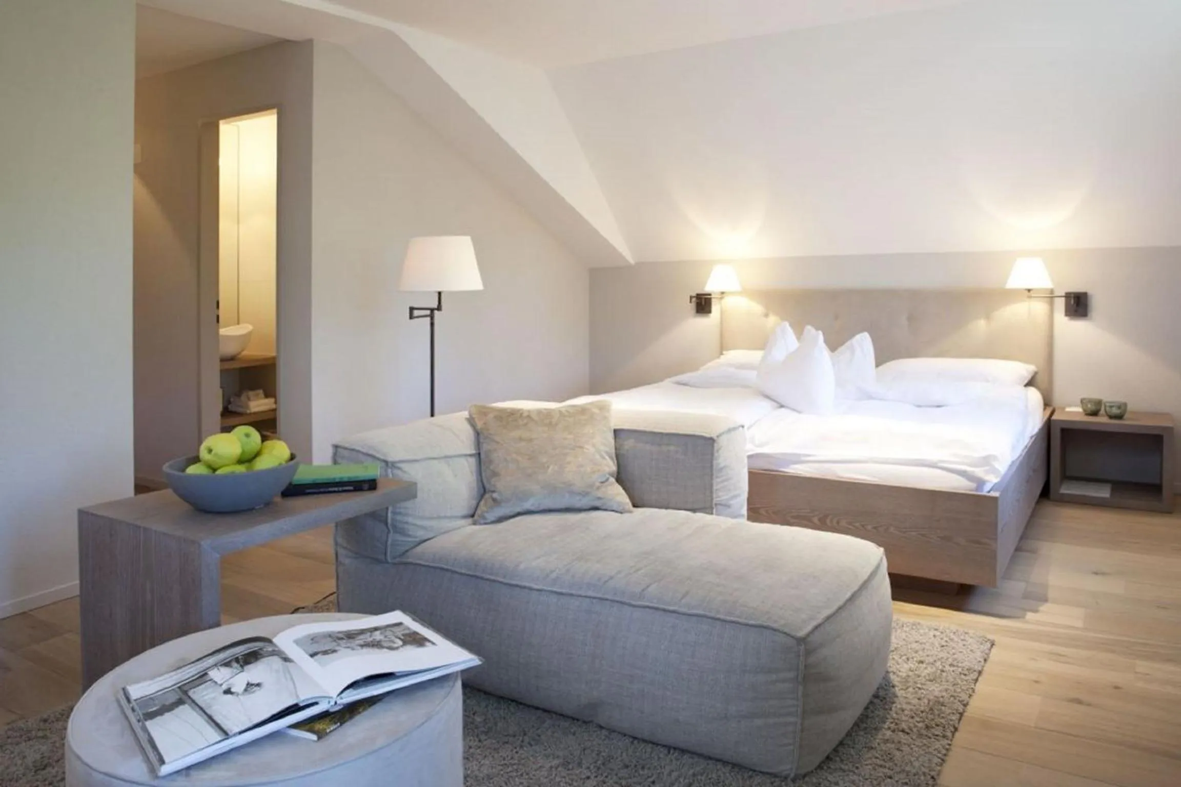 Living room, Bed in Bad Bubendorf Design & Lifestyle Hotel