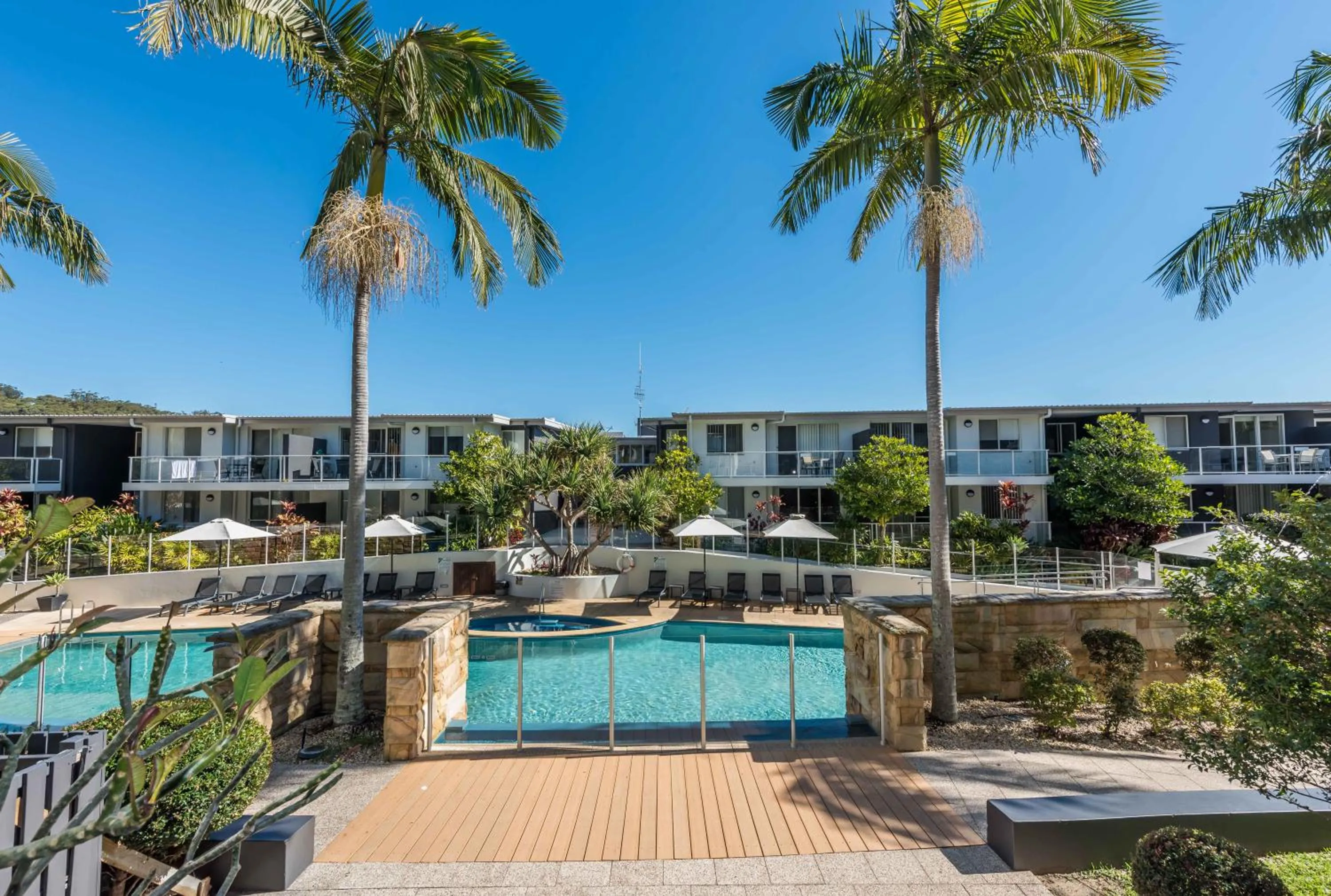 Pool view in Mantra Nelson Bay