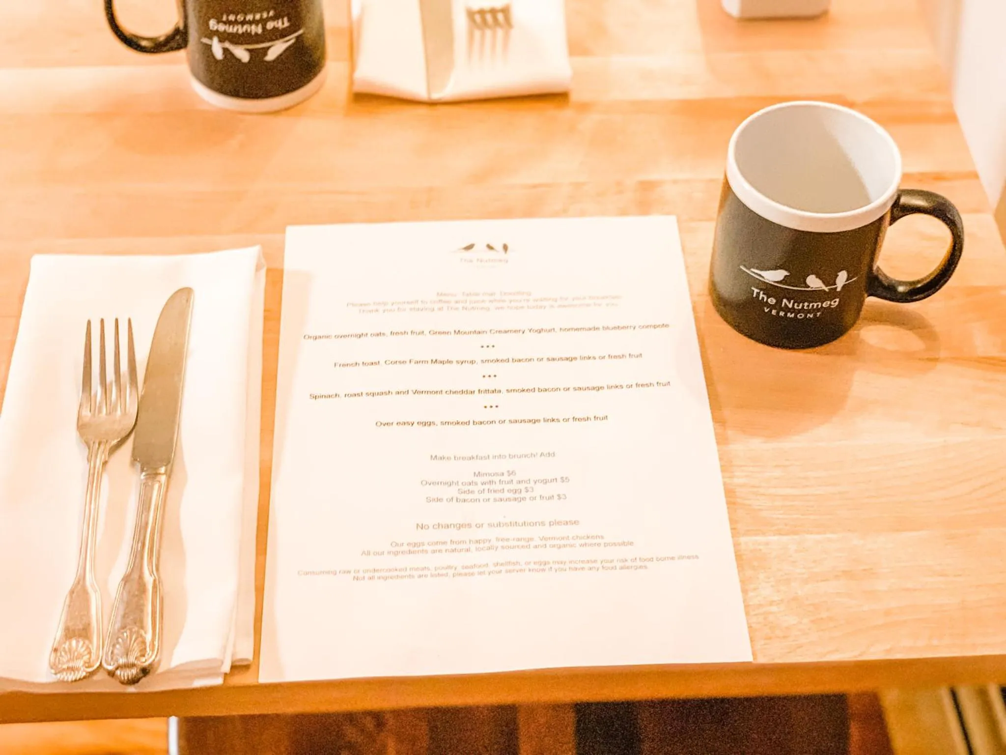 Dining area in The Nutmeg Vermont