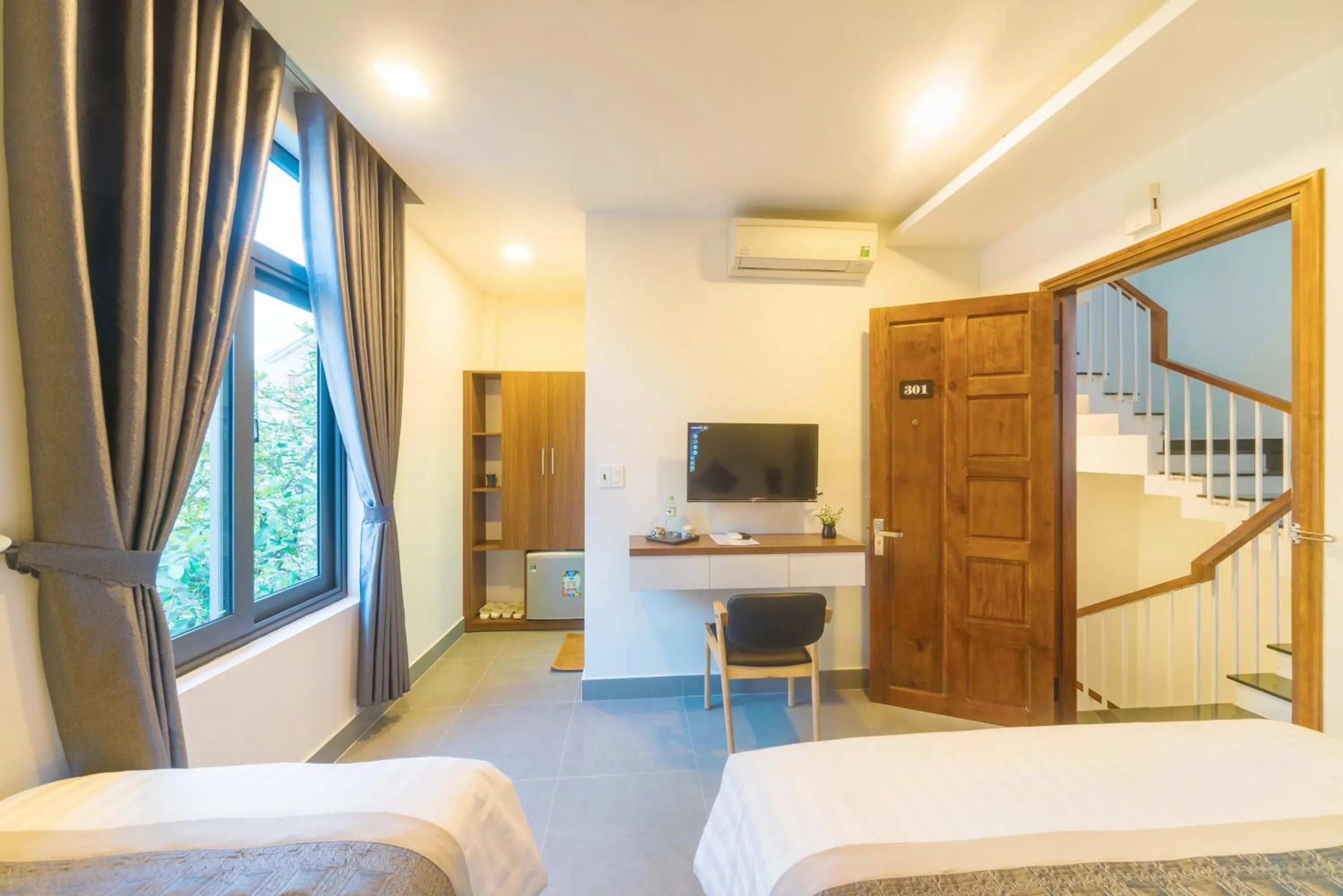 Decorative detail, Bed in Stop and Go Boutique Homestay Hue