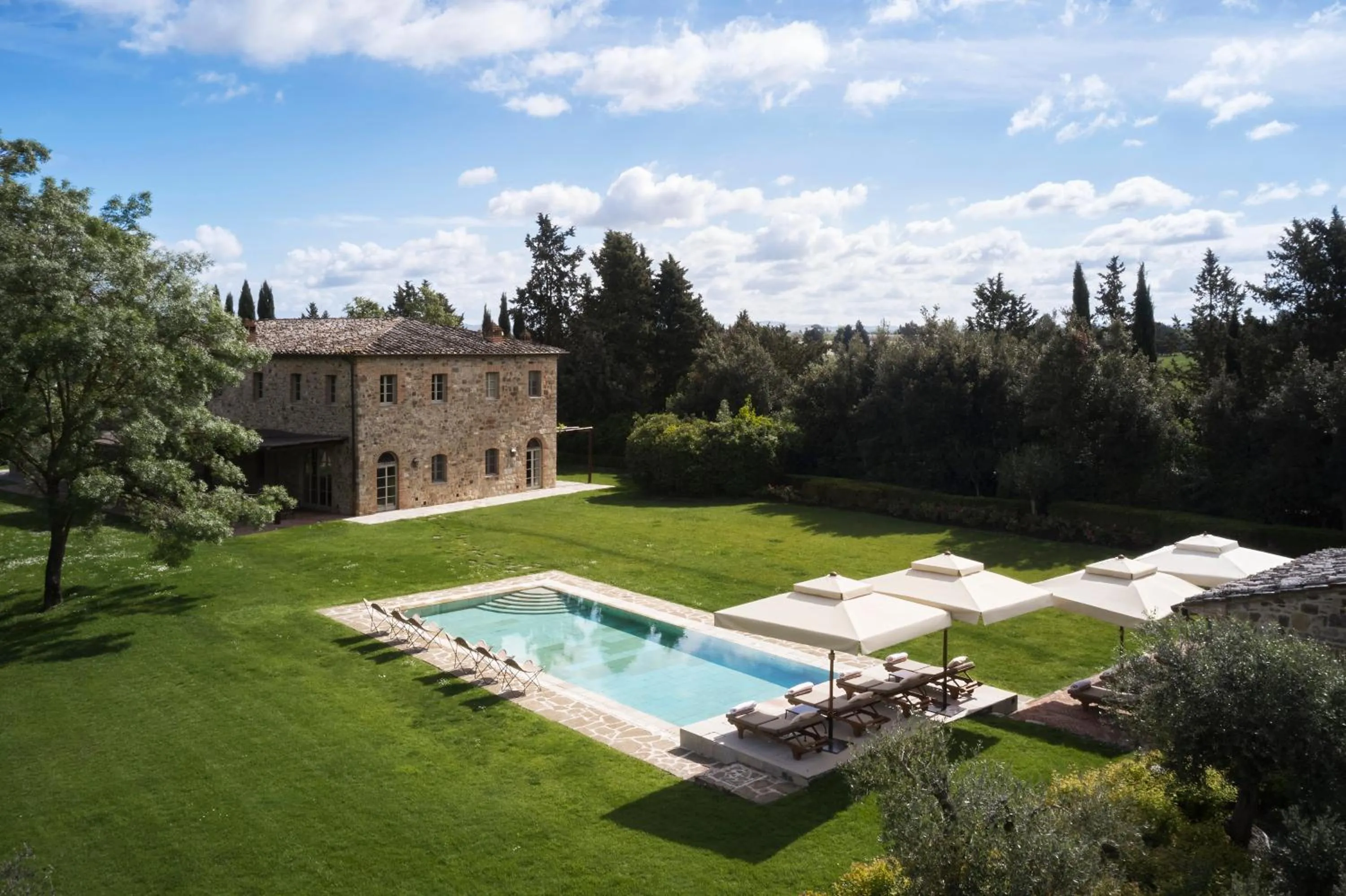 Pool view in Rosewood Castiglion del Bosco
