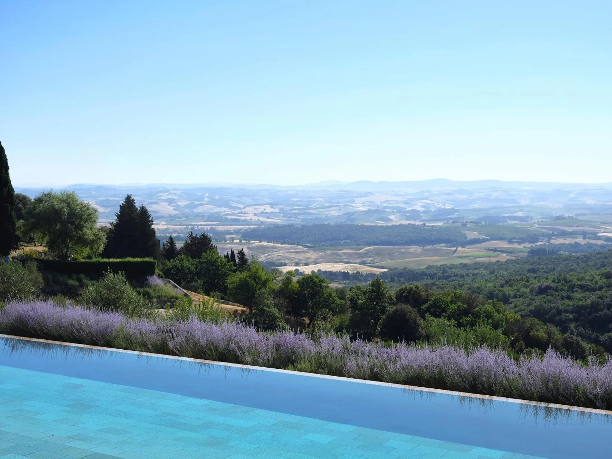 Pool view in Rosewood Castiglion del Bosco