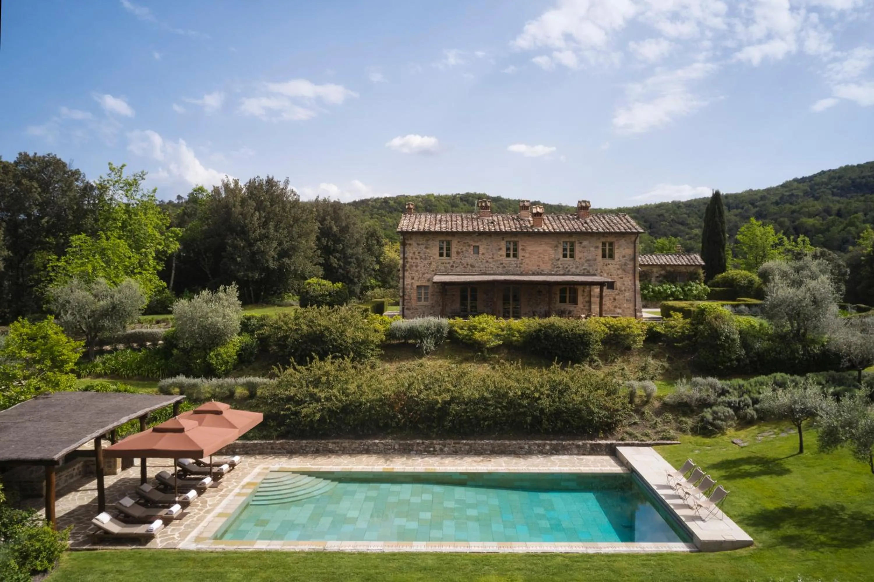 Pool view in Rosewood Castiglion del Bosco