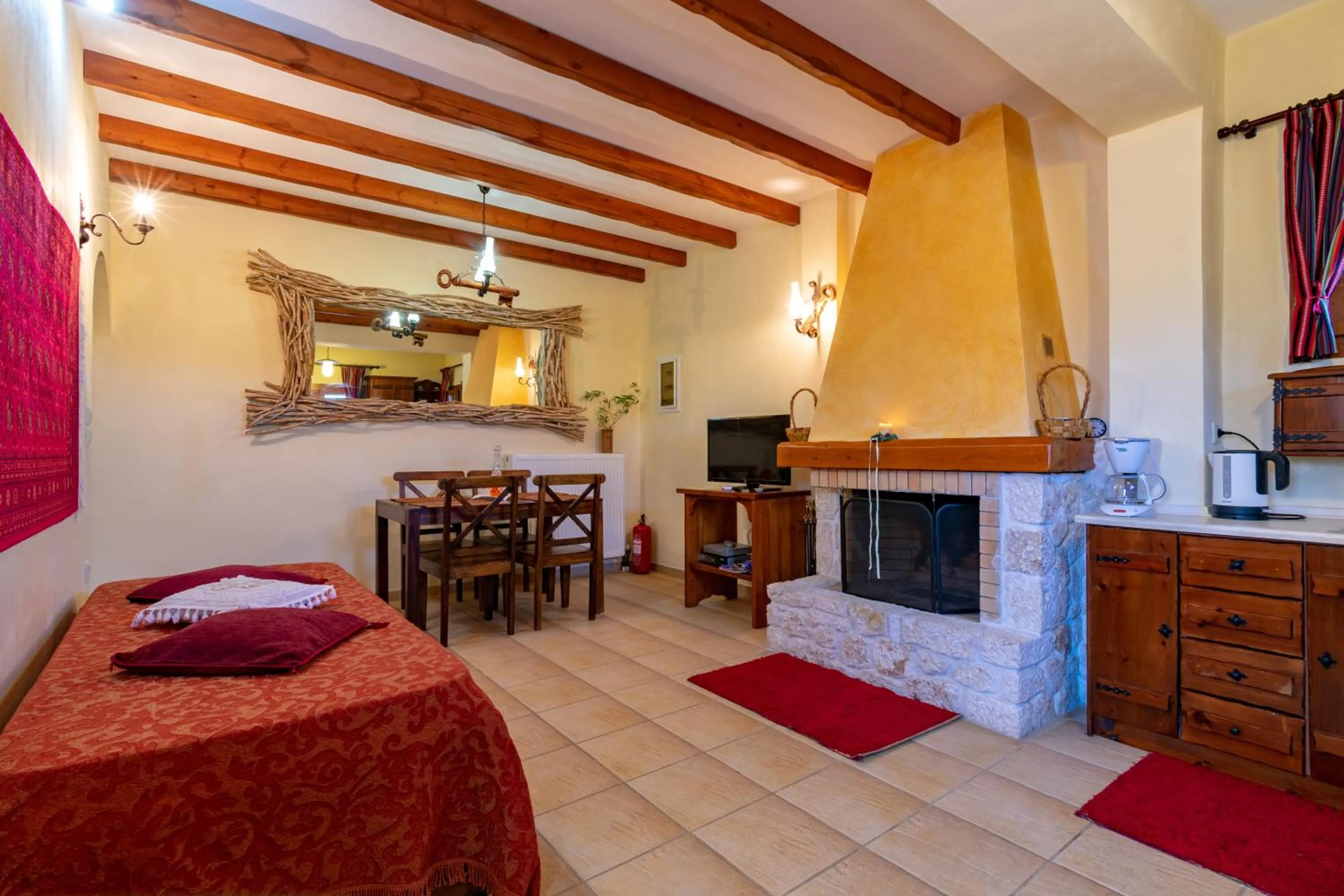 Living room, Bed in Corfu Sokraki Villas