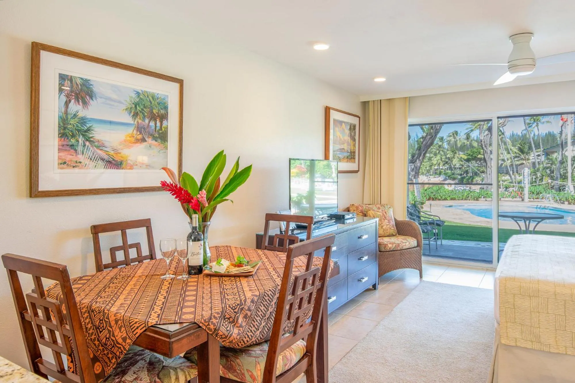 Seating area in Nāpili Surf Beach Resort by Castle