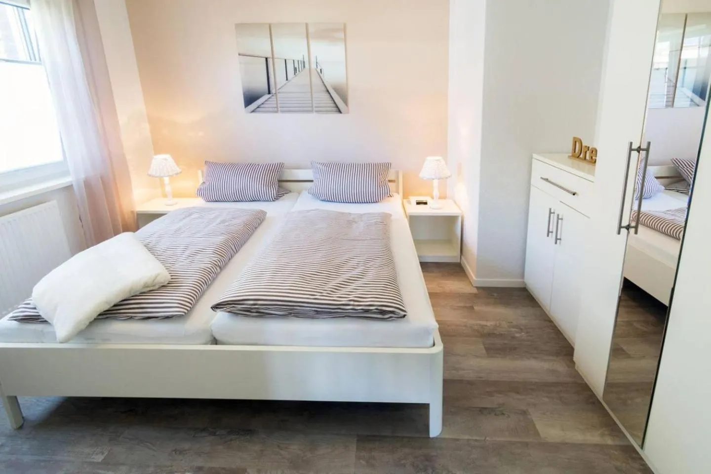Bed in Ferienwohnung Herzmuschel