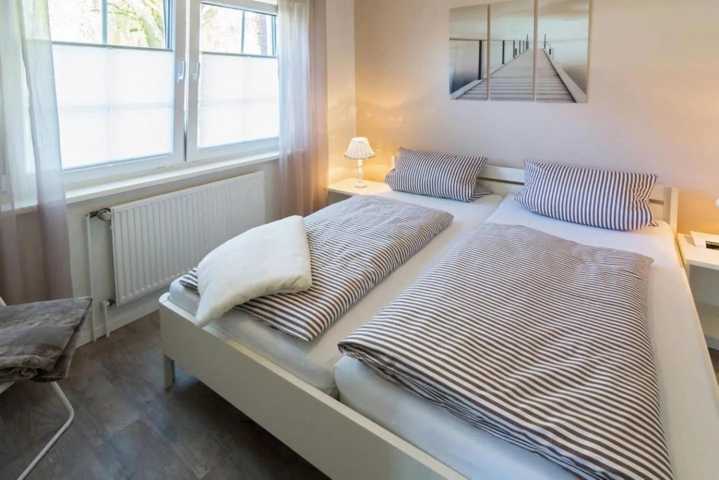 Bed in Ferienwohnung Herzmuschel