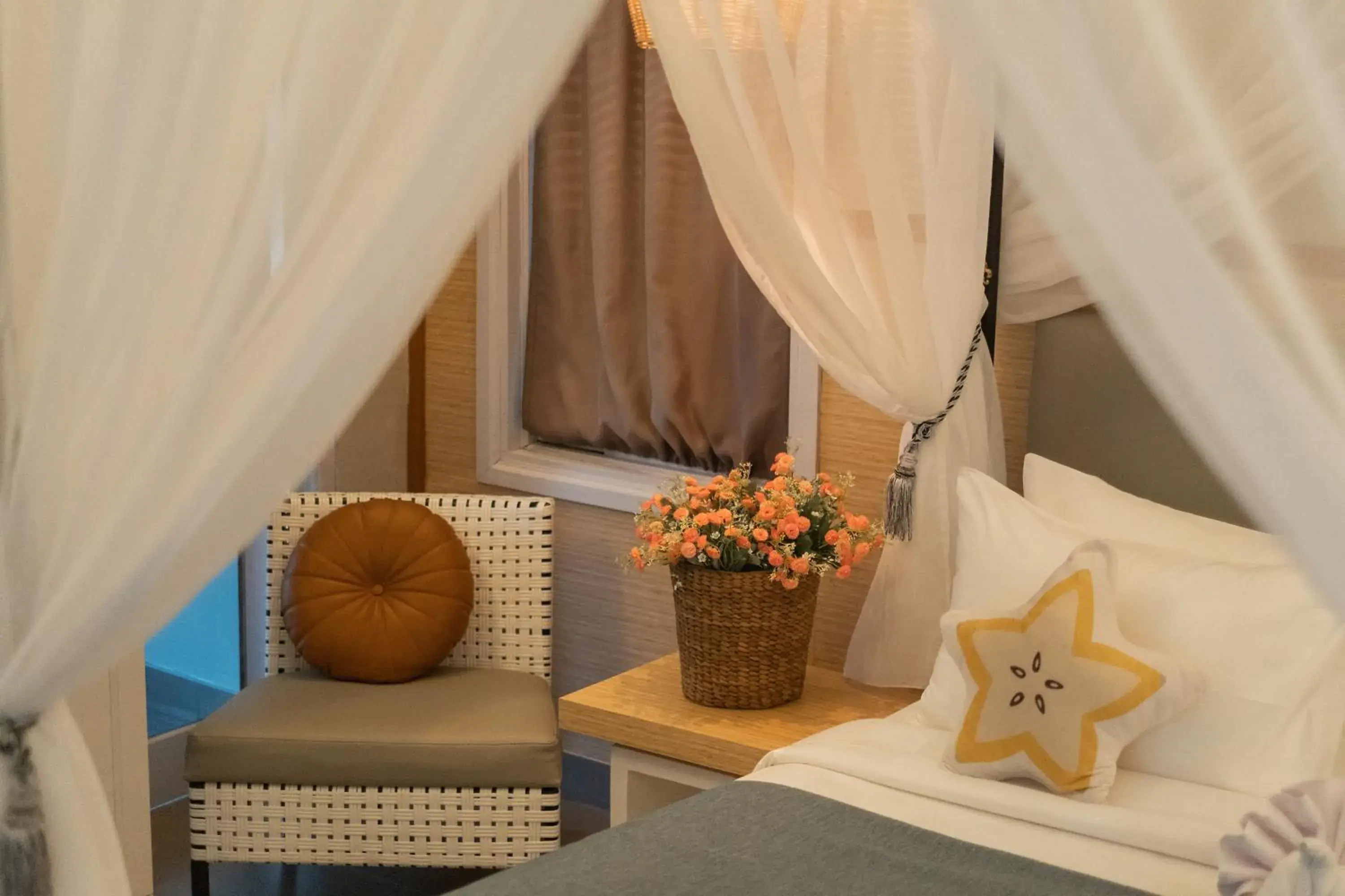 Decorative detail, Bed in The Forty Eight Resort Candidasa Decorative detail, Bed in The Forty Eight Resort Candidasa