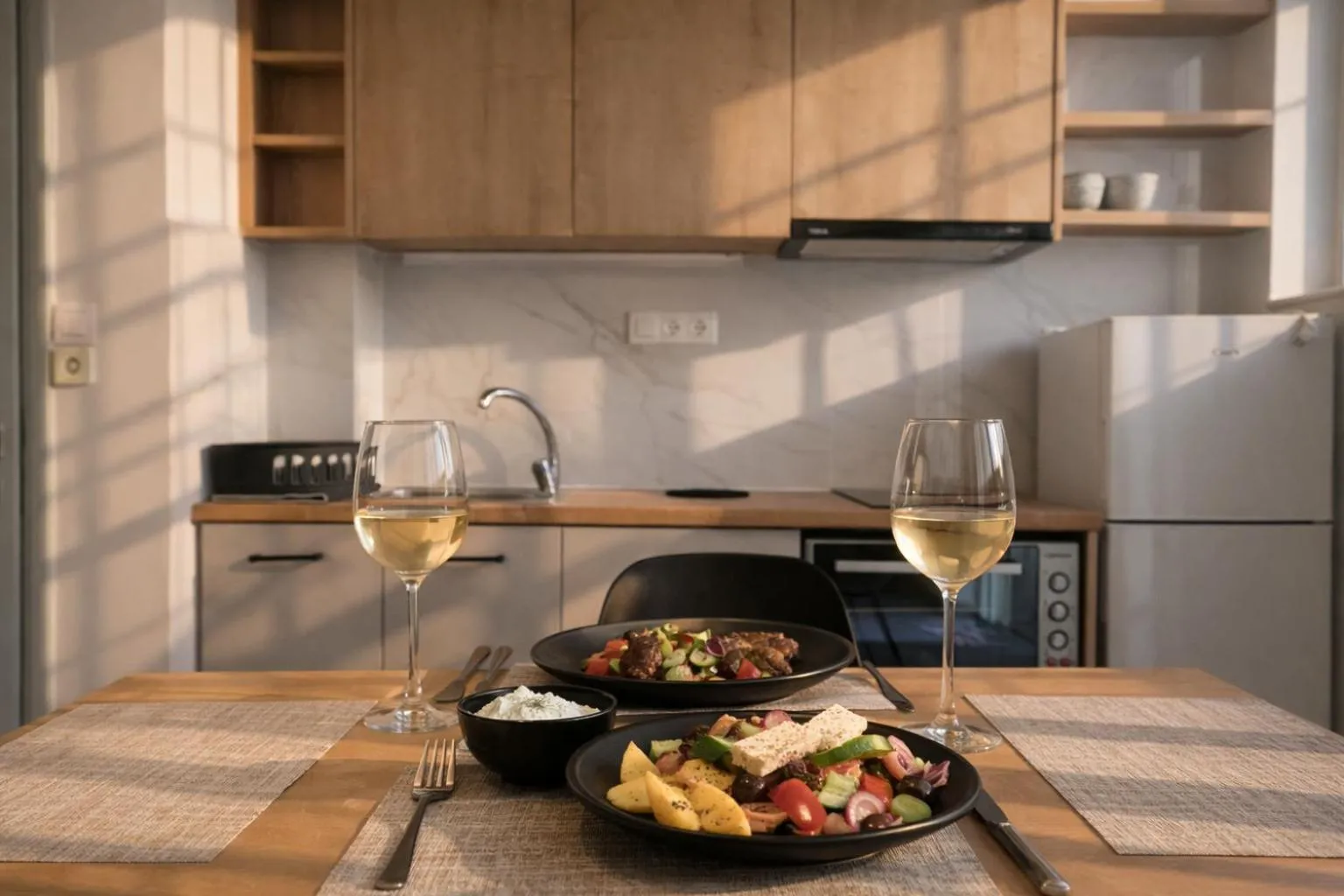 Kitchen or kitchenette in Mardinik Hotel Apartments