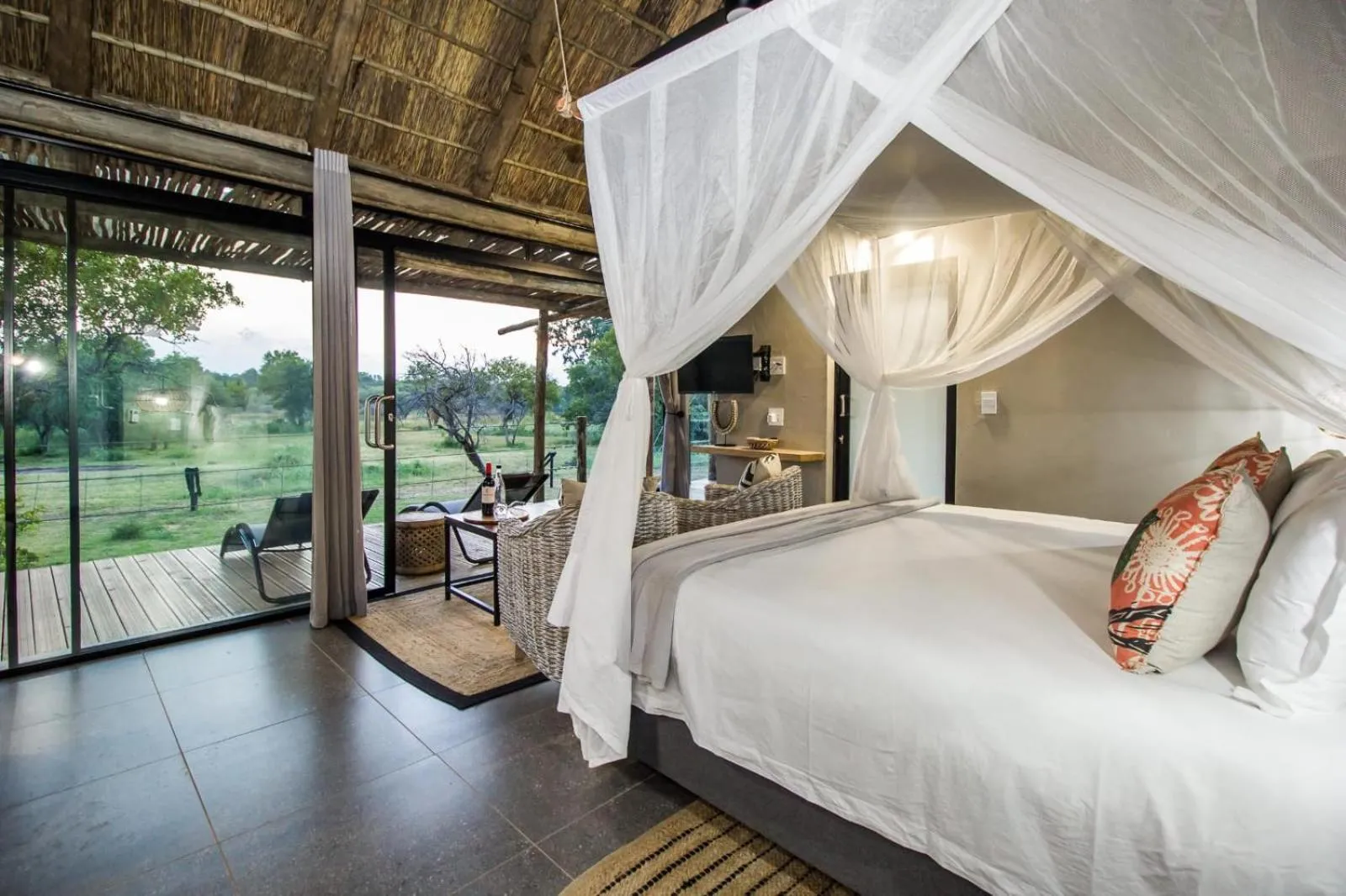 Patio, Bed in LookOut Safari Lodge