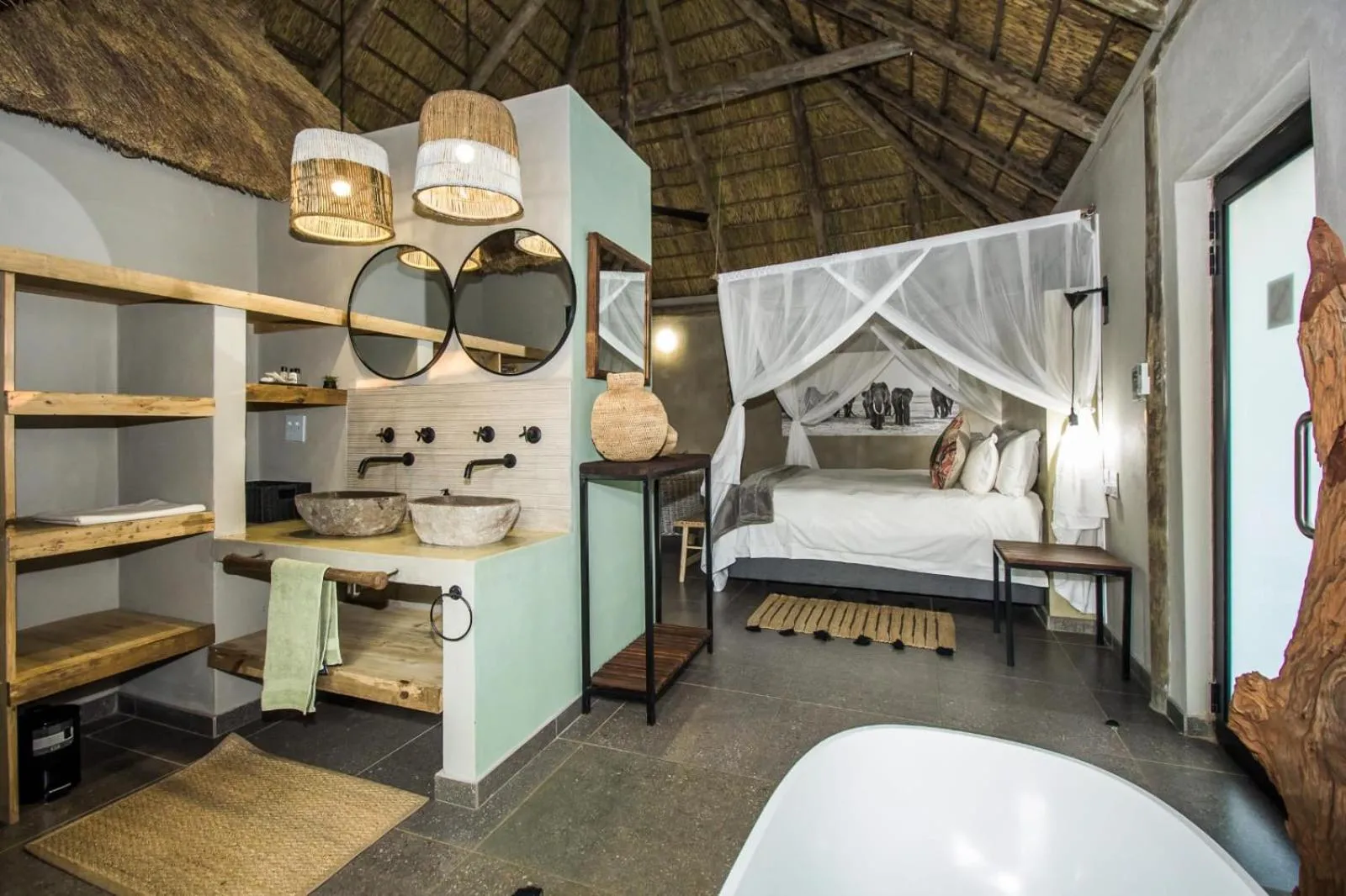 Bed in LookOut Safari Lodge