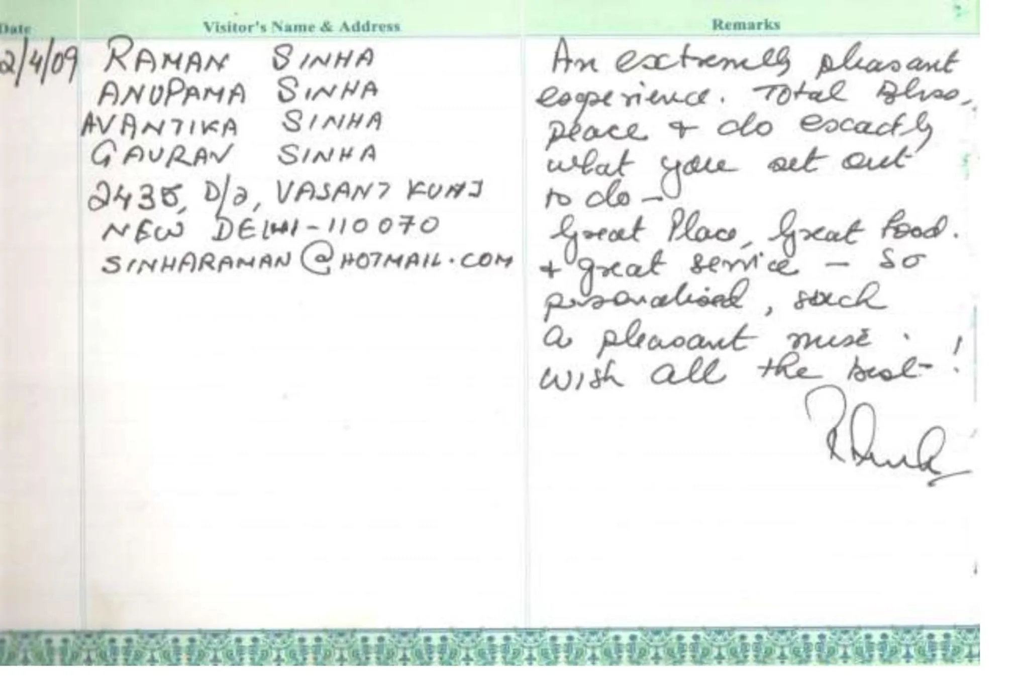 Certificate/Award in Samira's Birds & Butterflies Park-Spashram Ganga Beach Retreat