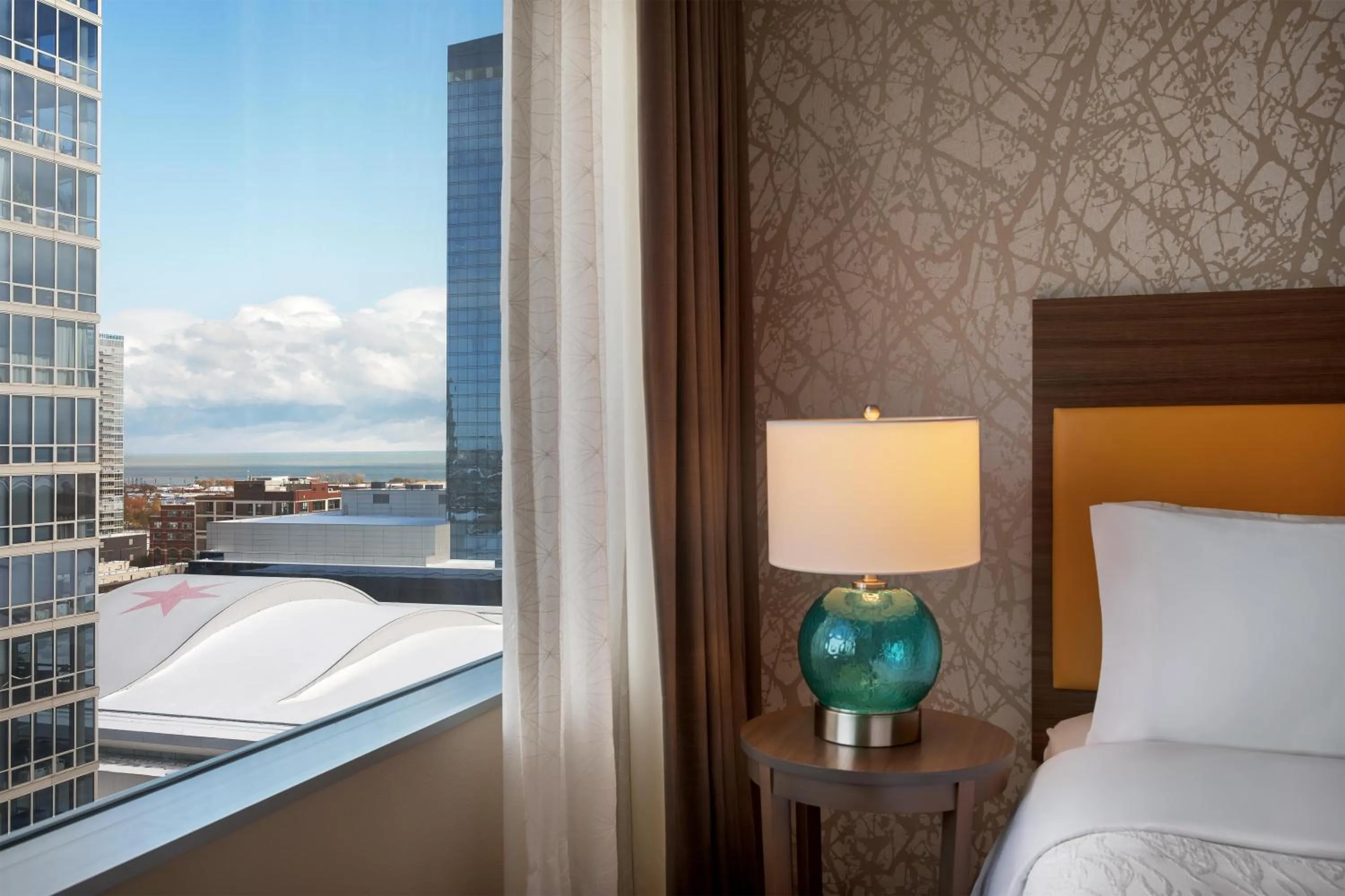 View (from property/room), Bed in Home2 Suites By Hilton Chicago McCormick Place