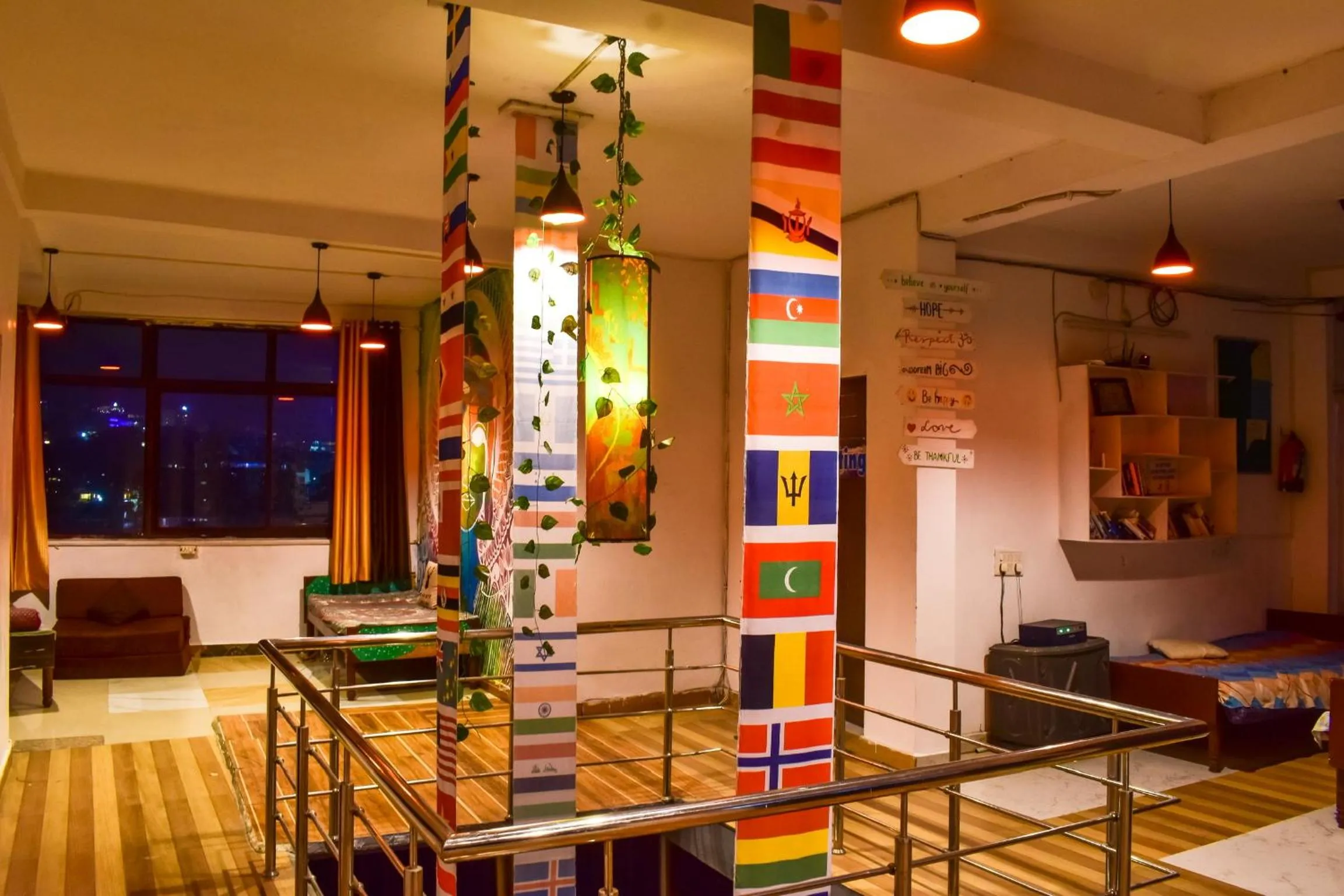 Living room in Skyard Hostel Rishikesh Laxman Jhula