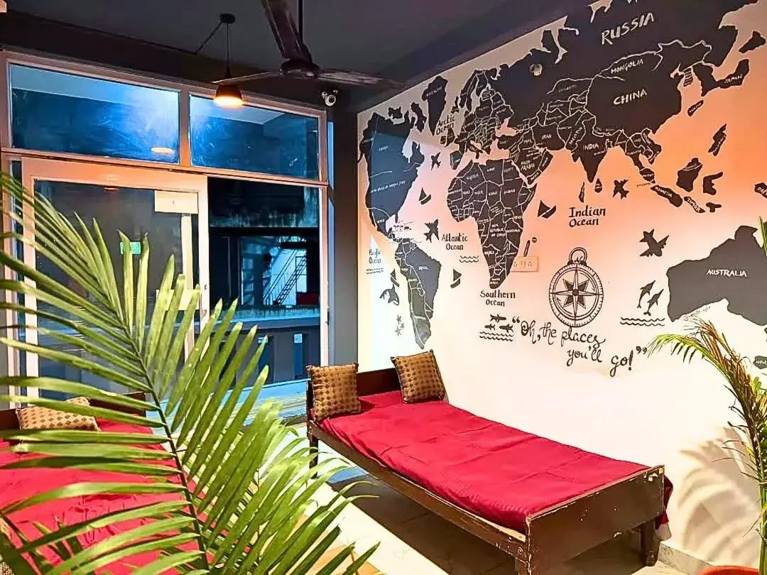 Living room in Skyard Hostel Rishikesh Laxman Jhula Living room in Skyard Hostel Rishikesh Laxman Jhula