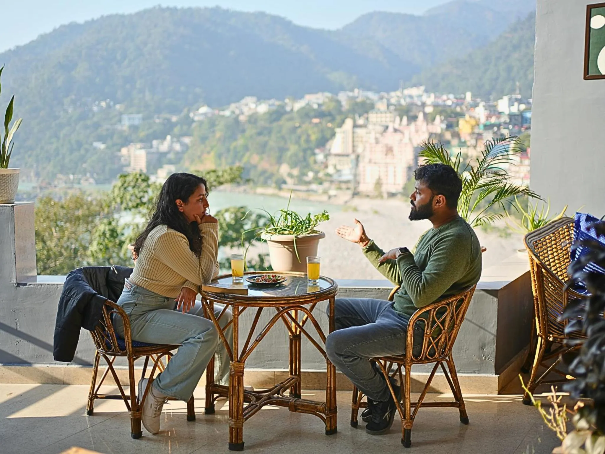 Patio in Skyard Hostel Rishikesh Laxman Jhula