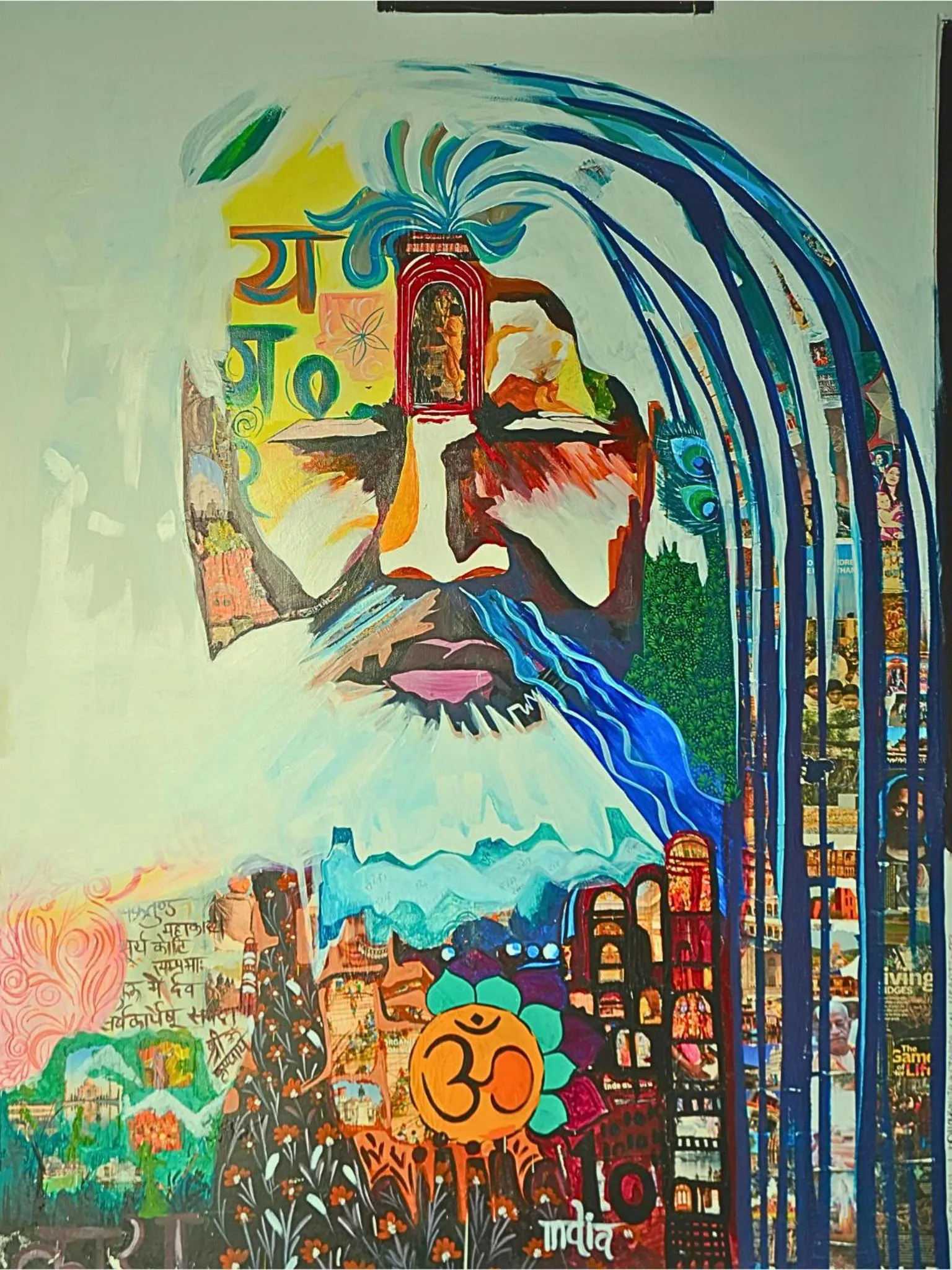 Decorative detail in Skyard Hostel Rishikesh Laxman Jhula