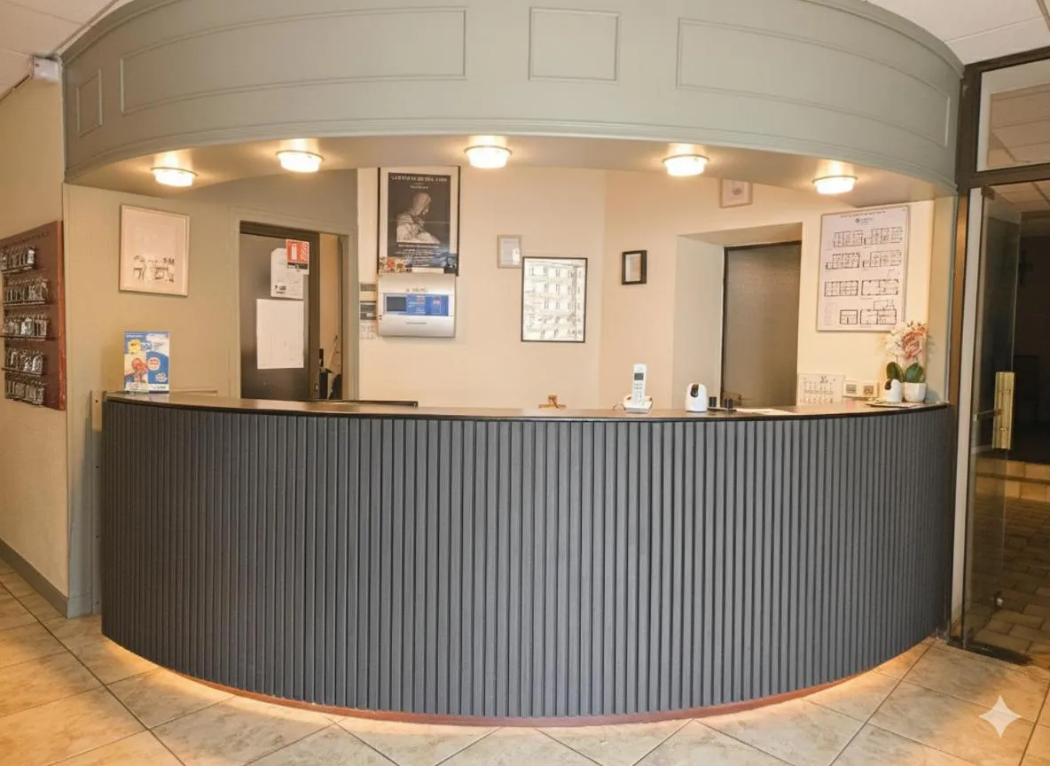 Lobby or reception in Hôtel Myosotis