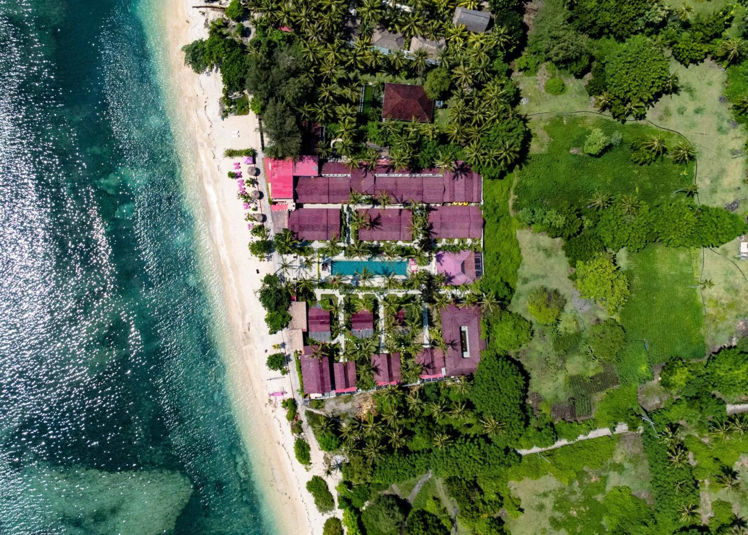 Bird's eye view in PinkCoco Gili Air - Constant Surprises & for Cool Adults Only