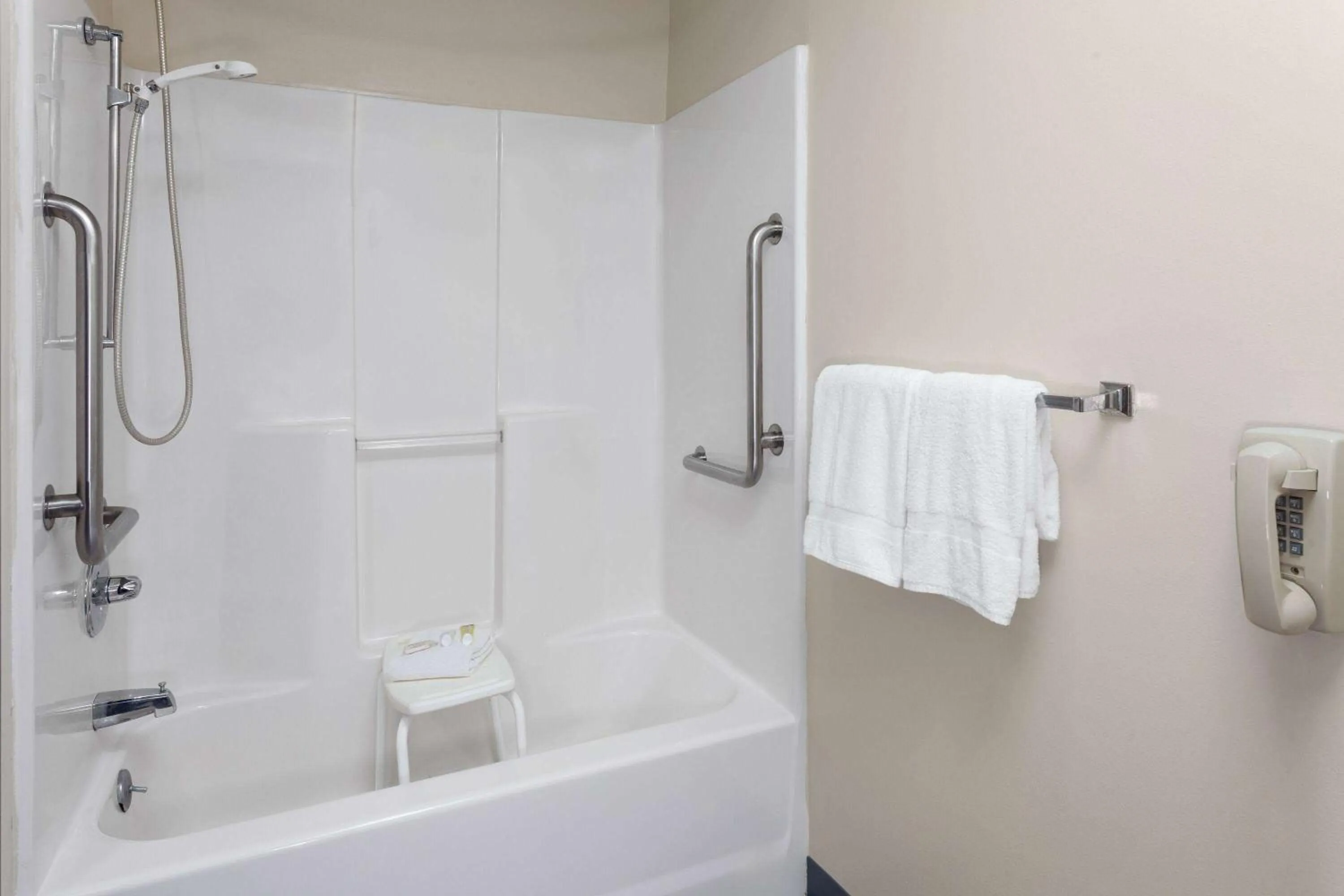 Bathroom in Super 8 by Wyndham McHenry Fox Lake Area