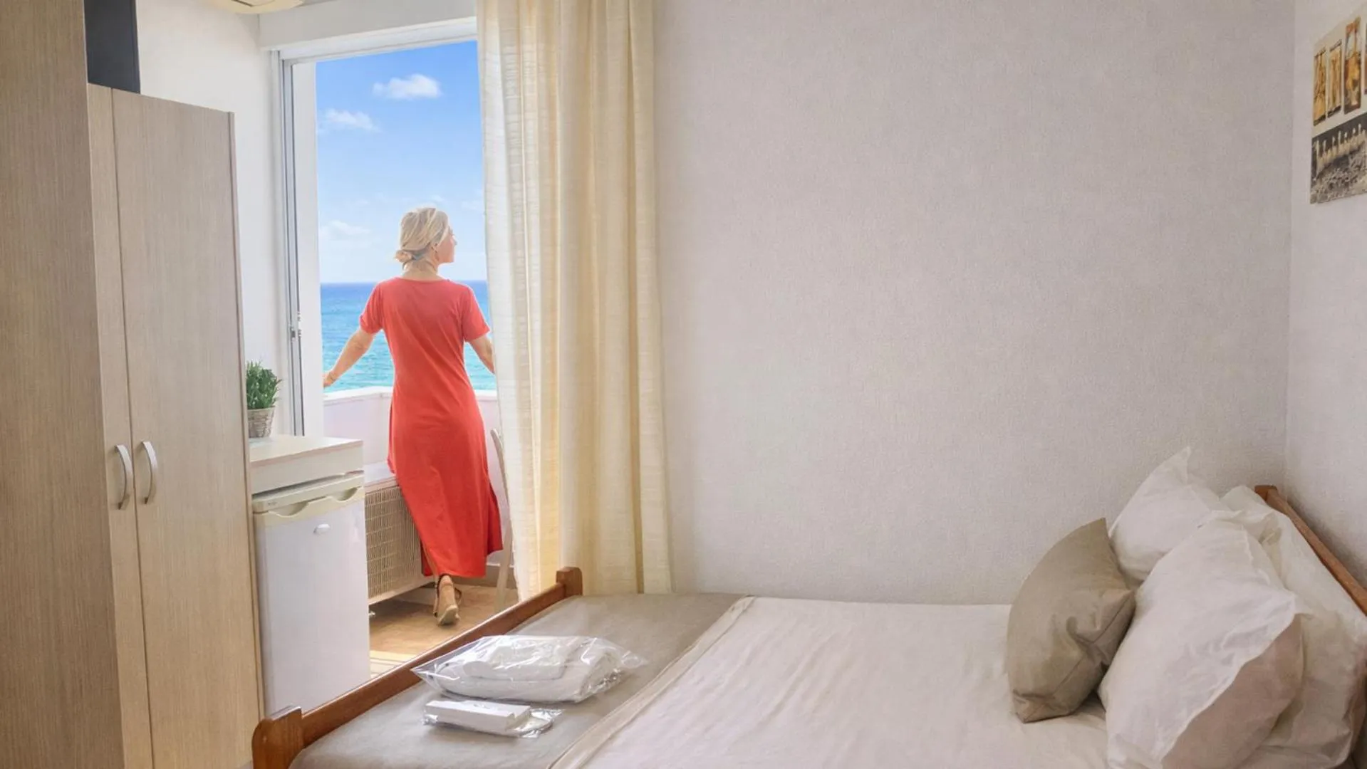 View (from property/room), Bed in Klinakis Beach Hotel