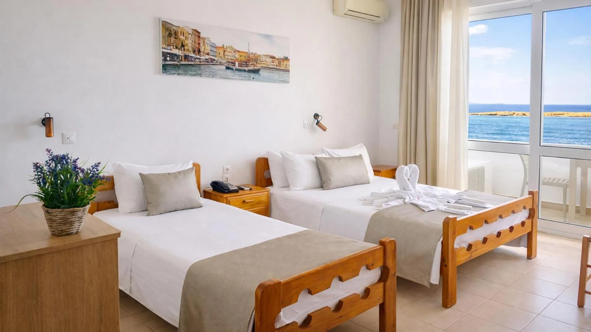 View (from property/room), Bed in Klinakis Beach Hotel