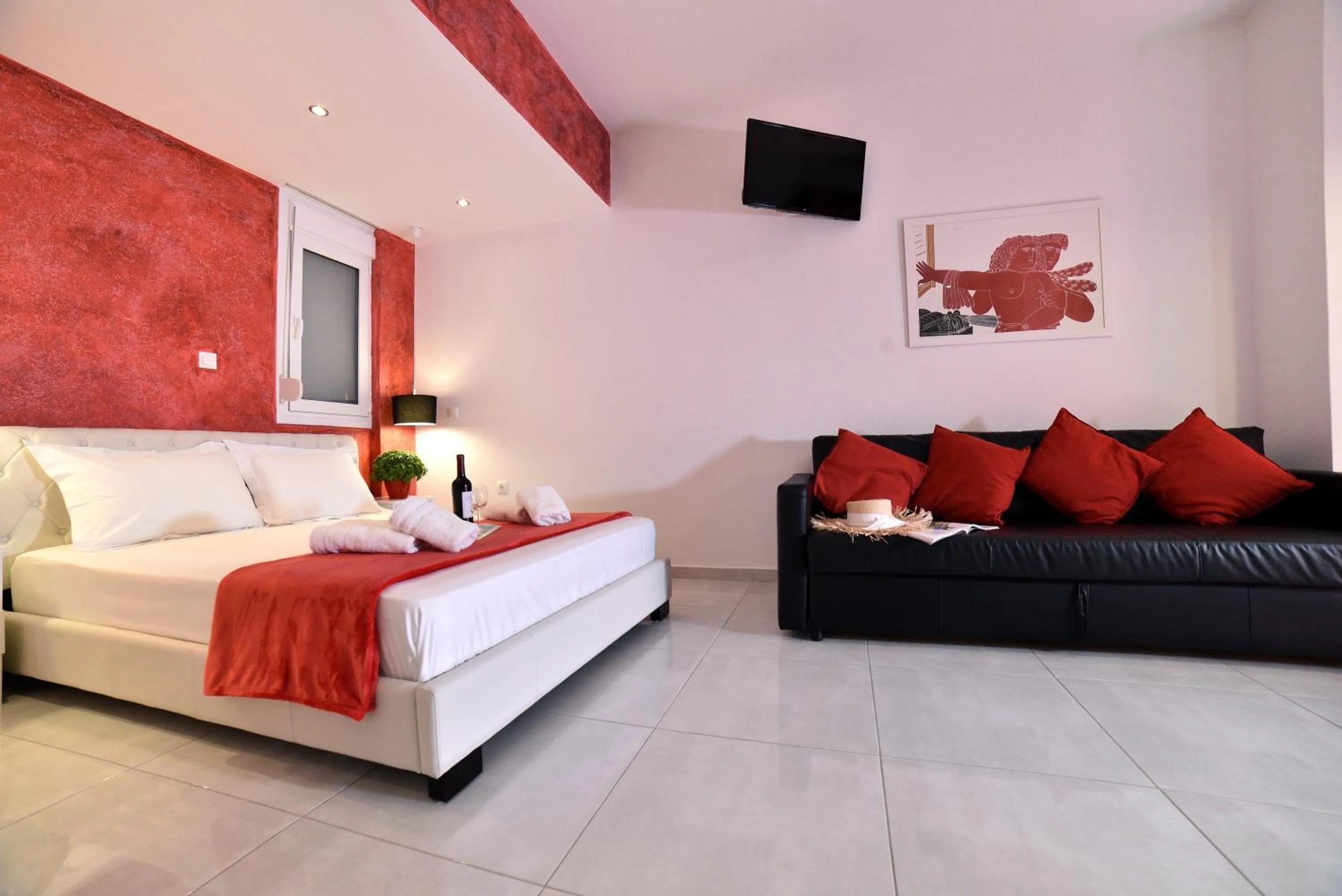 Photo of the whole room, Bed in Central Athens Studios