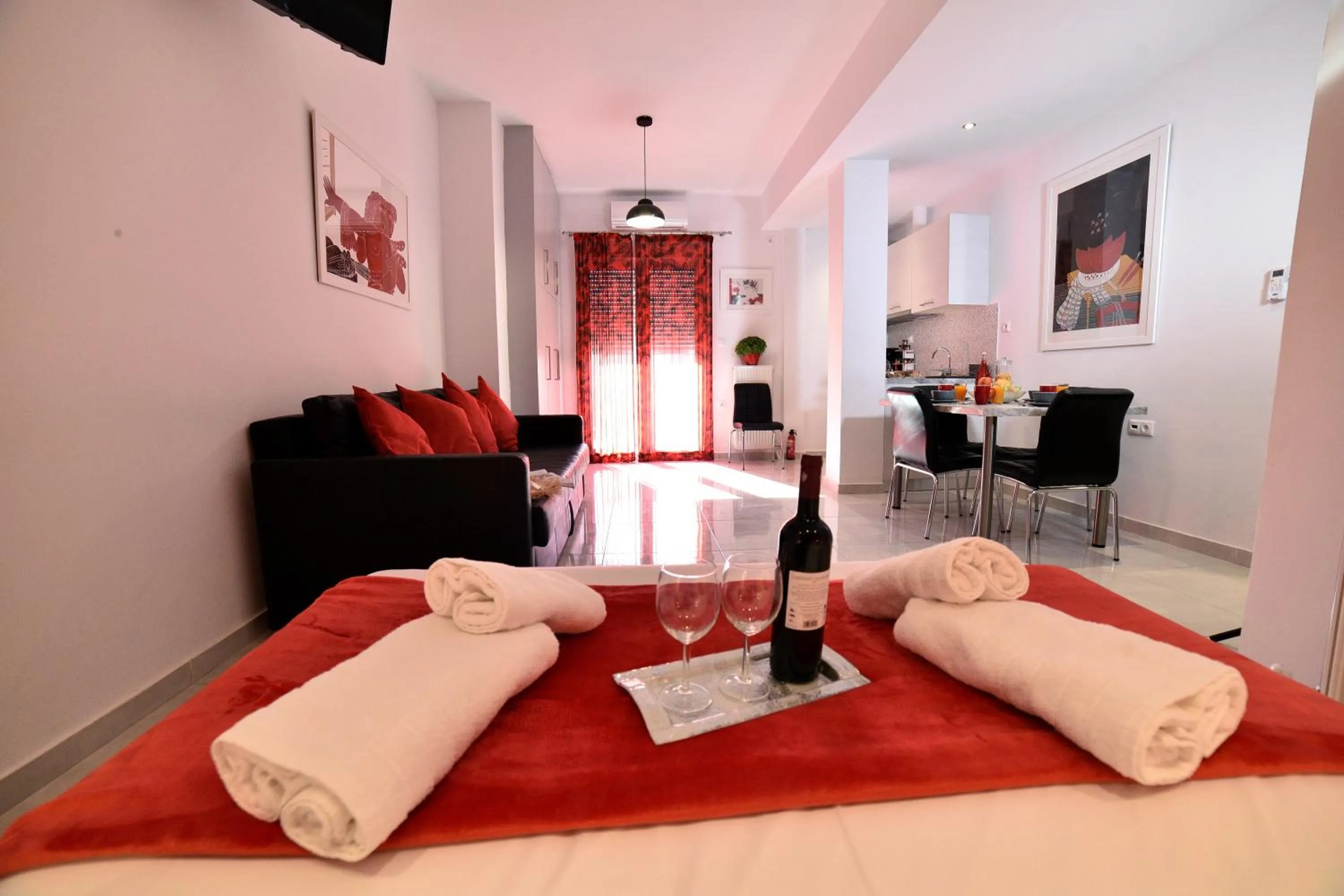 Photo of the whole room, Bed in Central Athens Studios
