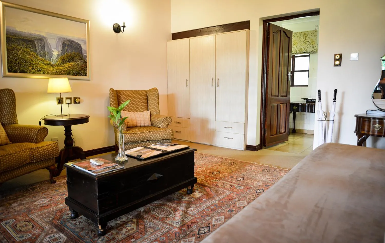 Seating area, Bed in Ursula's Homestead