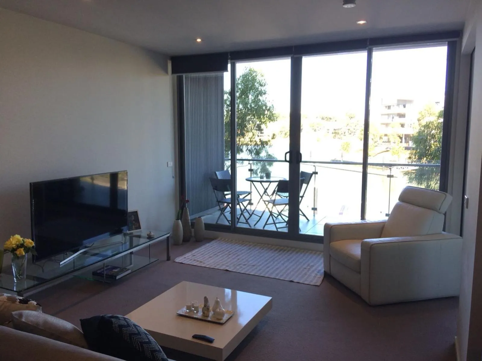 Living room in Marina View Apartment on the Maribyrnong River, Melbourne