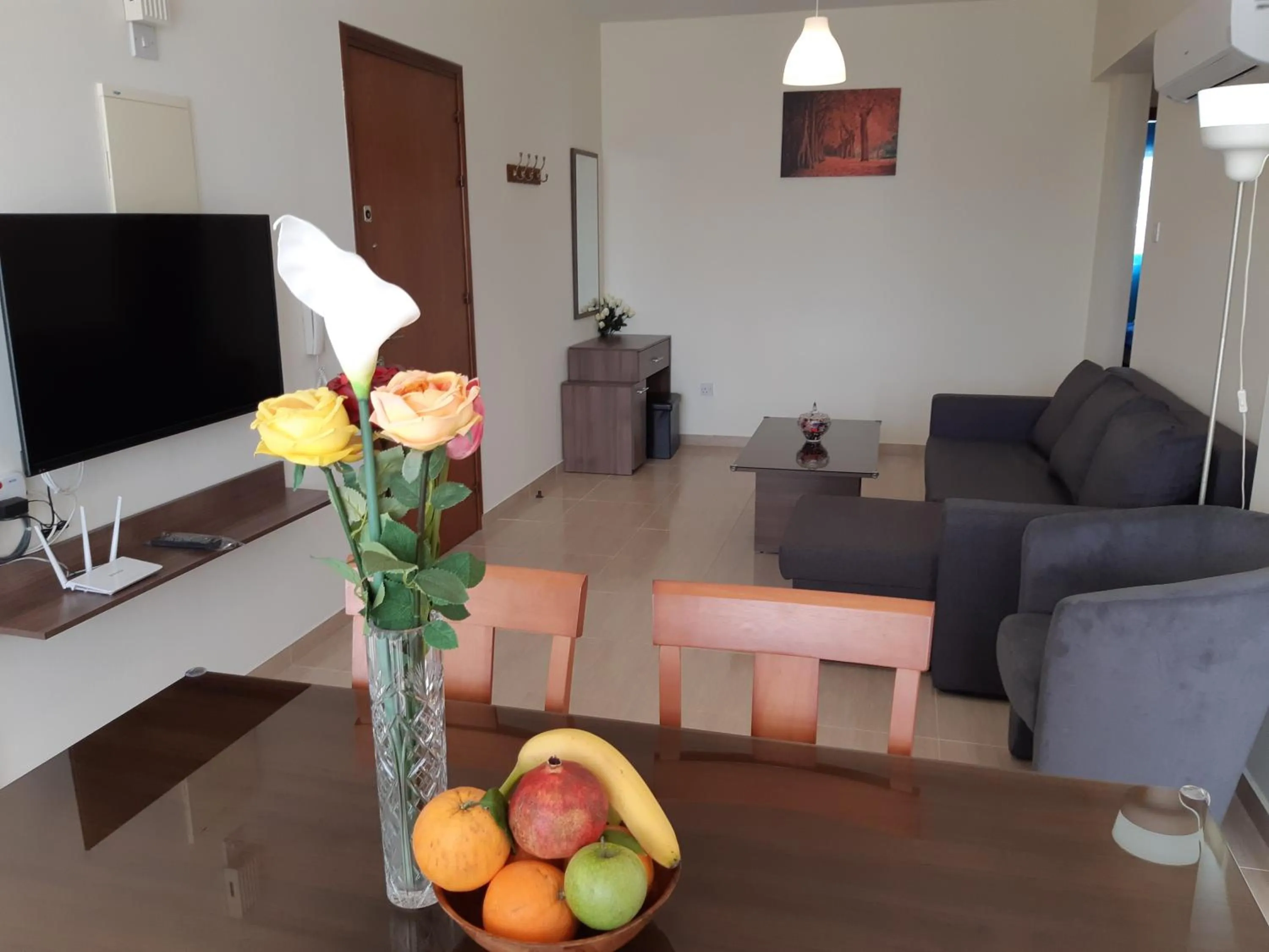 Communal lounge/ TV room in Vasilas Holiday Apartment #1
