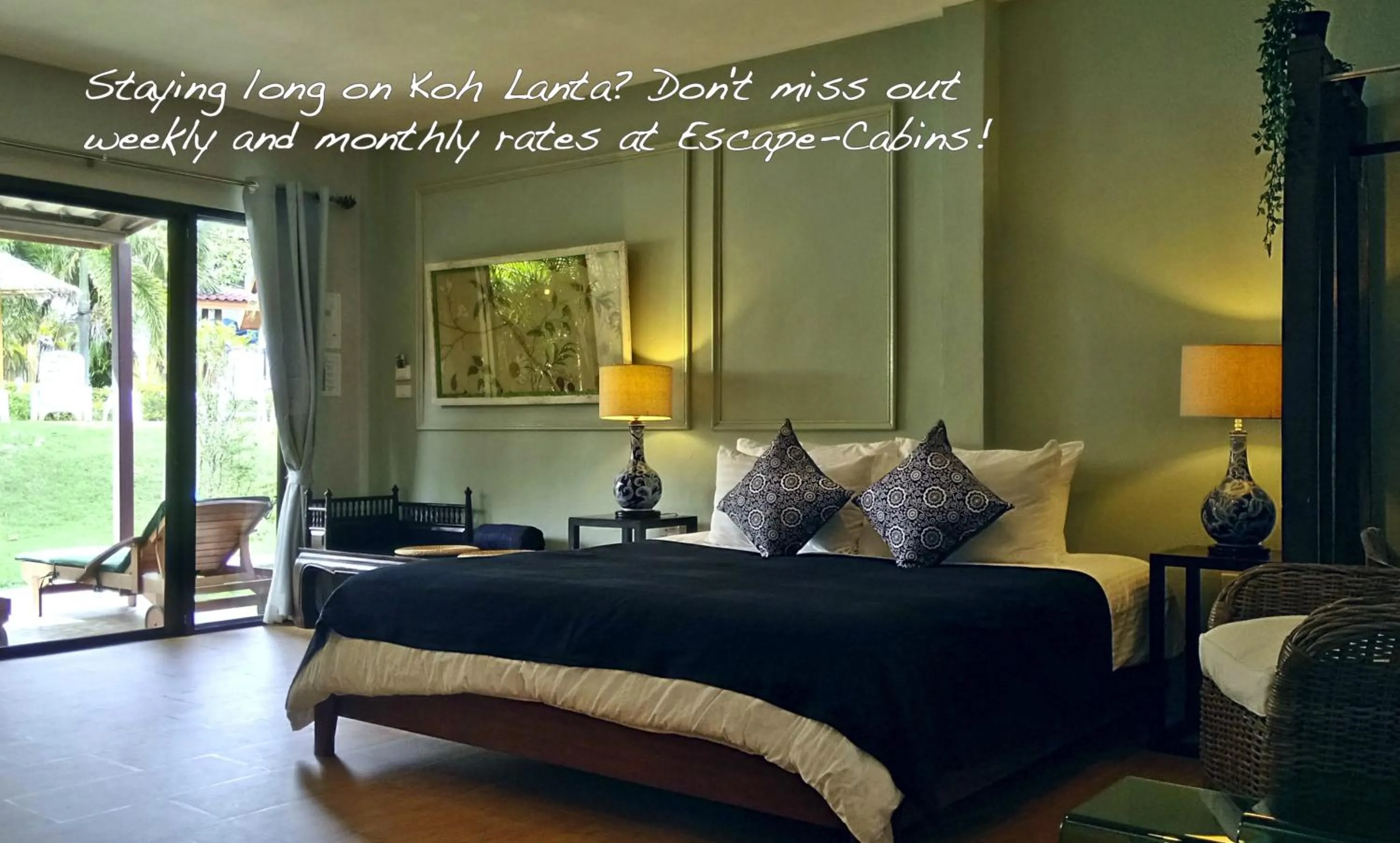 Balcony/Terrace, Bed in Escape-Cabins