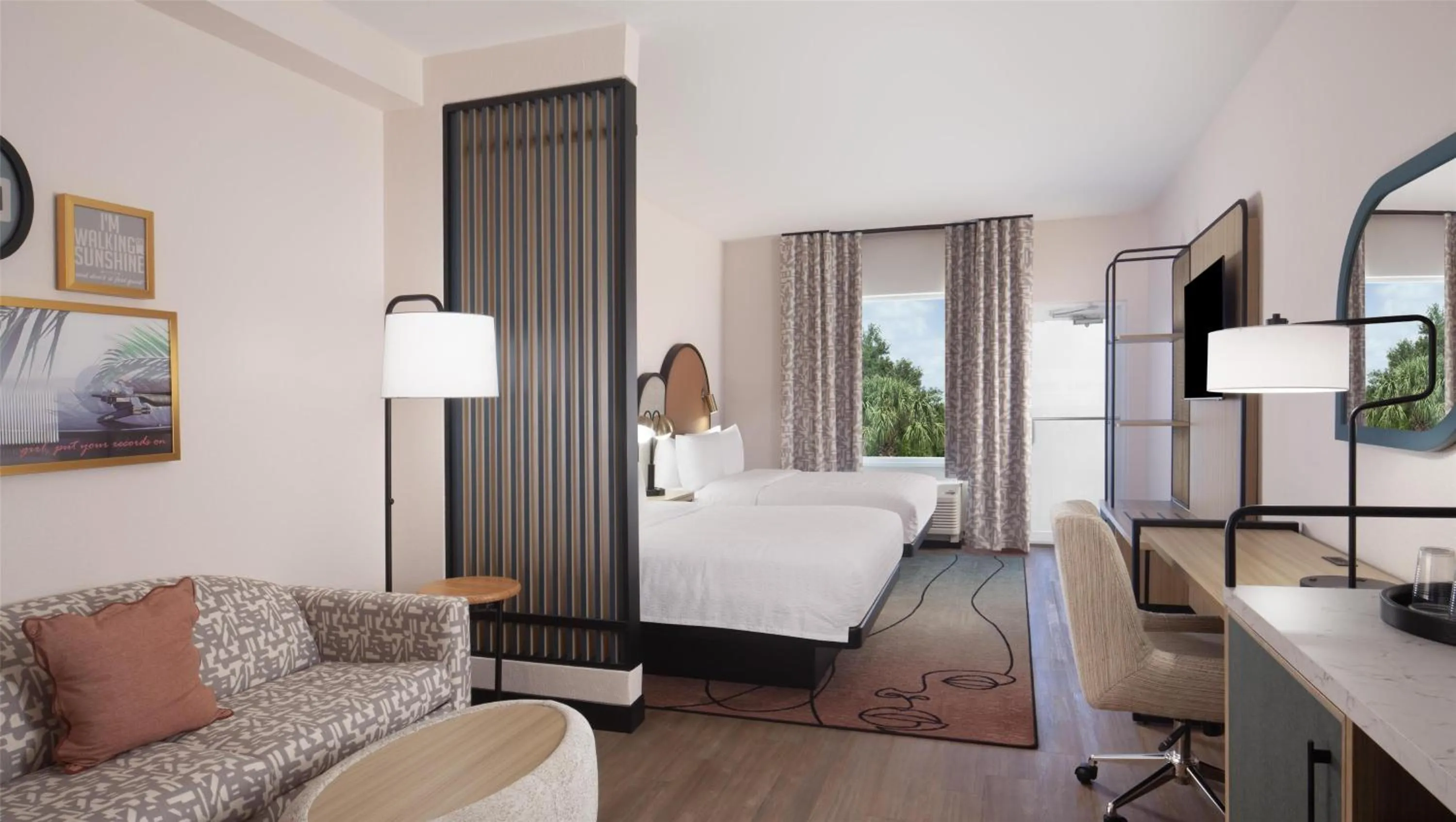 Living room, Bed in Hampton Inn by Hilton Tampa Fairgrounds Casino