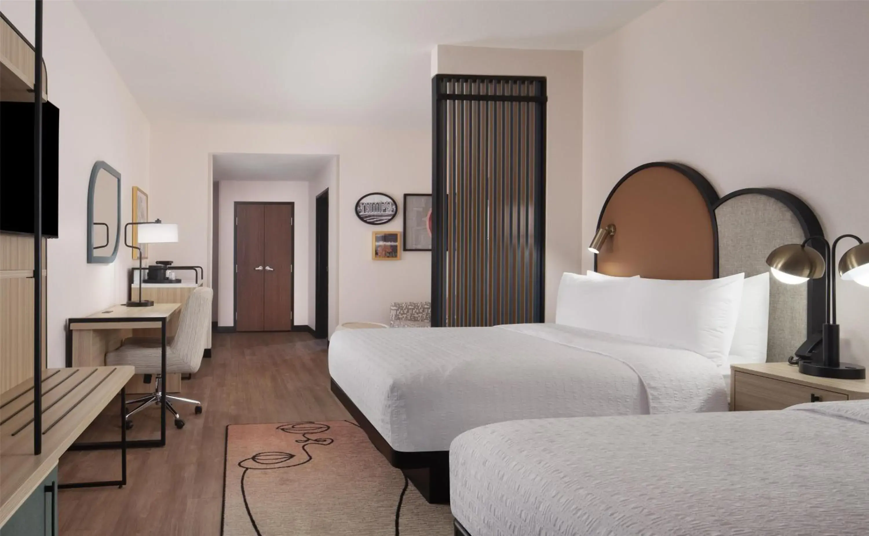 Queen Room with Two Queen Beds and Bath Tub - Mobility and Hearing Access in Hampton Inn by Hilton Tampa Fairgrounds Casino Queen Room with Two Queen Beds and Bath Tub - Mobility and Hearing Access in Hampton Inn by Hilton Tampa Fairgrounds Casino