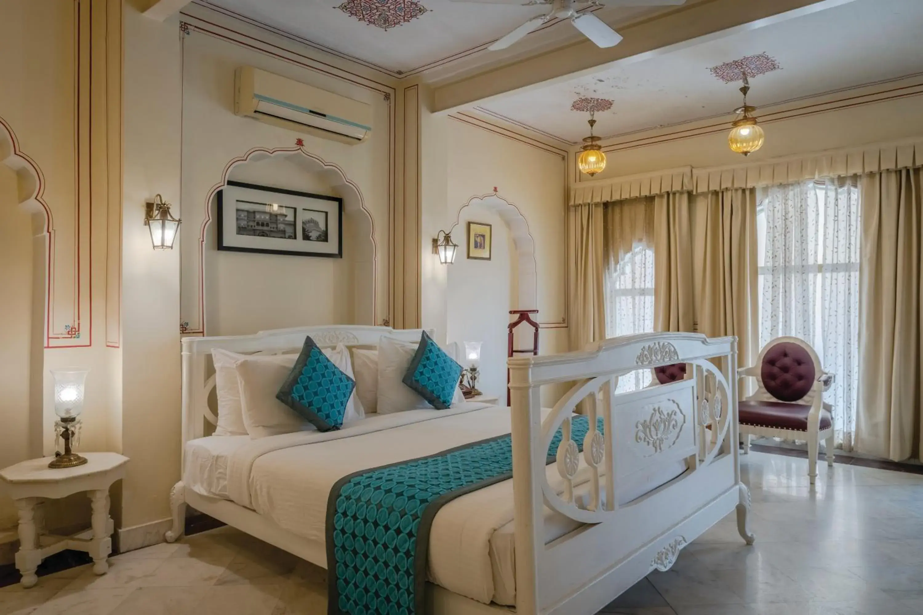 Bedroom, Bed in Chomu Palace Jaipur - A Heritage Hotel Bedroom, Bed in Chomu Palace Jaipur - A Heritage Hotel