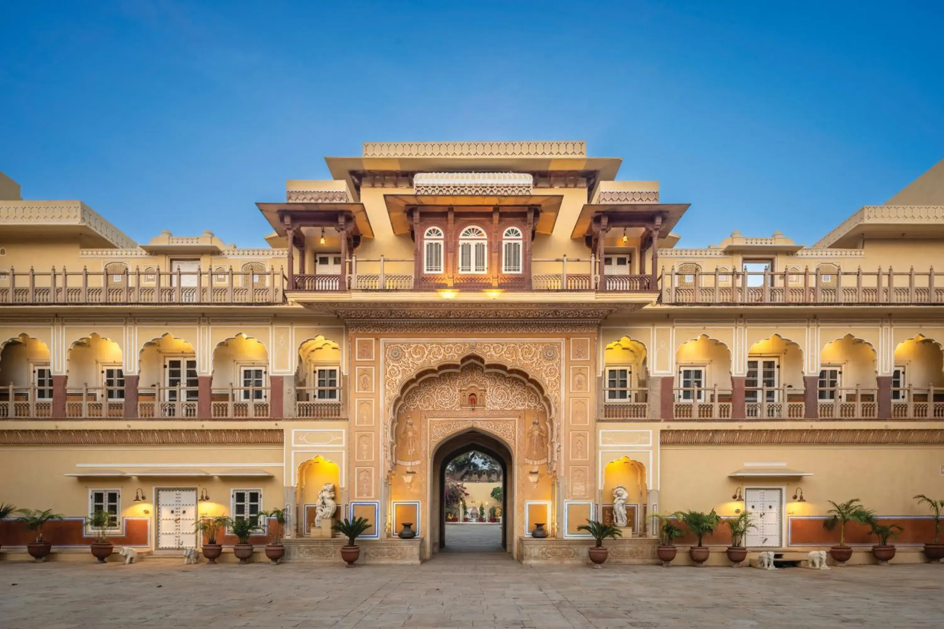 Facade/entrance in Chomu Palace Jaipur - A Heritage Hotel Facade/entrance in Chomu Palace Jaipur - A Heritage Hotel